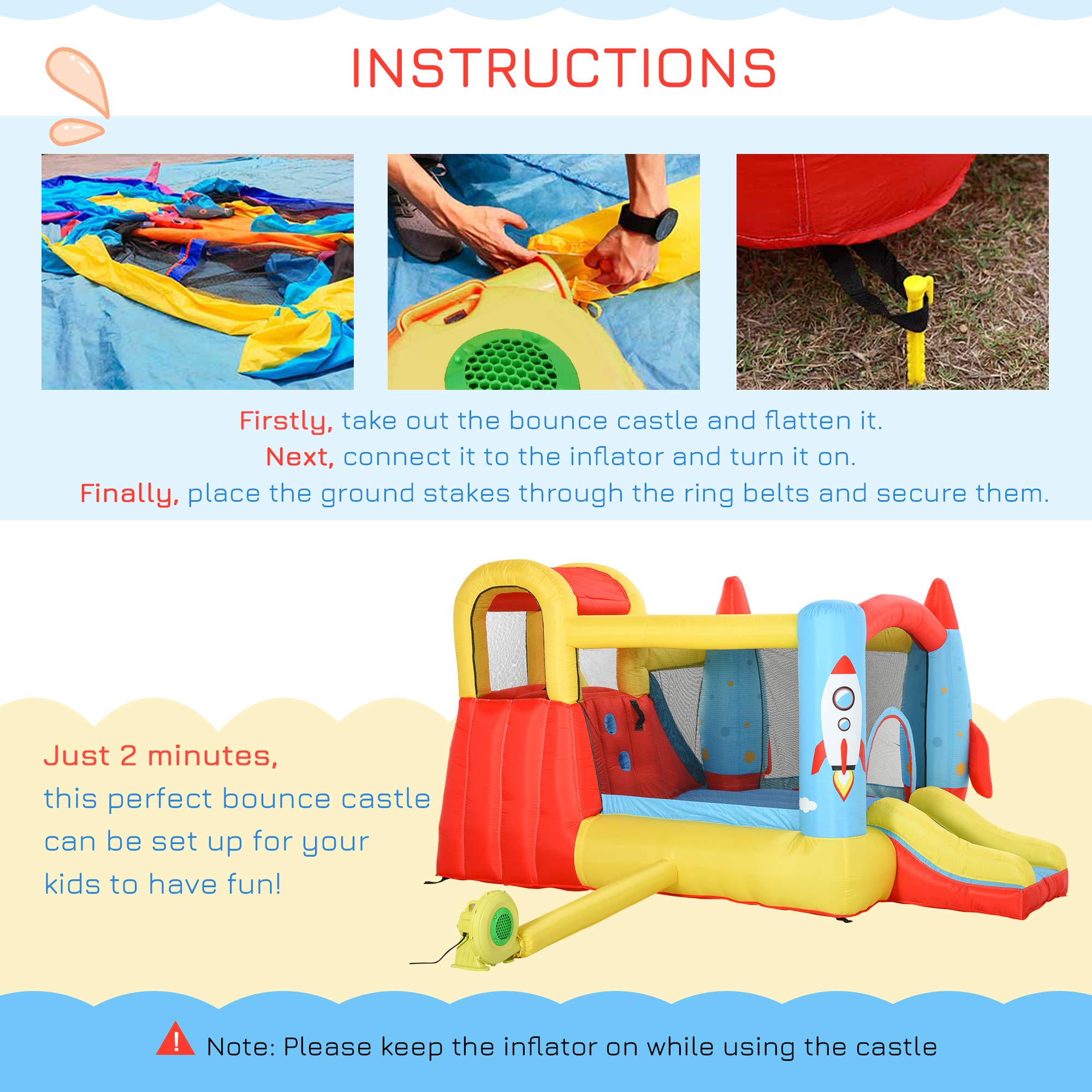 Outsunny 4-in-1 Kids Inflatable Water Slide & Bounce House with 2 Slides, Climbing Wall, Trampoline & Splash Pool - Perfect for Backyard Birthday Parties, Summer Water Play & Outdoor Family Fun