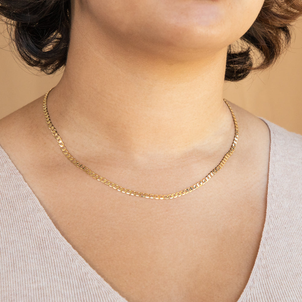 9ct Yellow Gold 45cm Curb Chain Necklace for Women - Elegant Layering Jewelry for Everyday Wear & Special Occasions