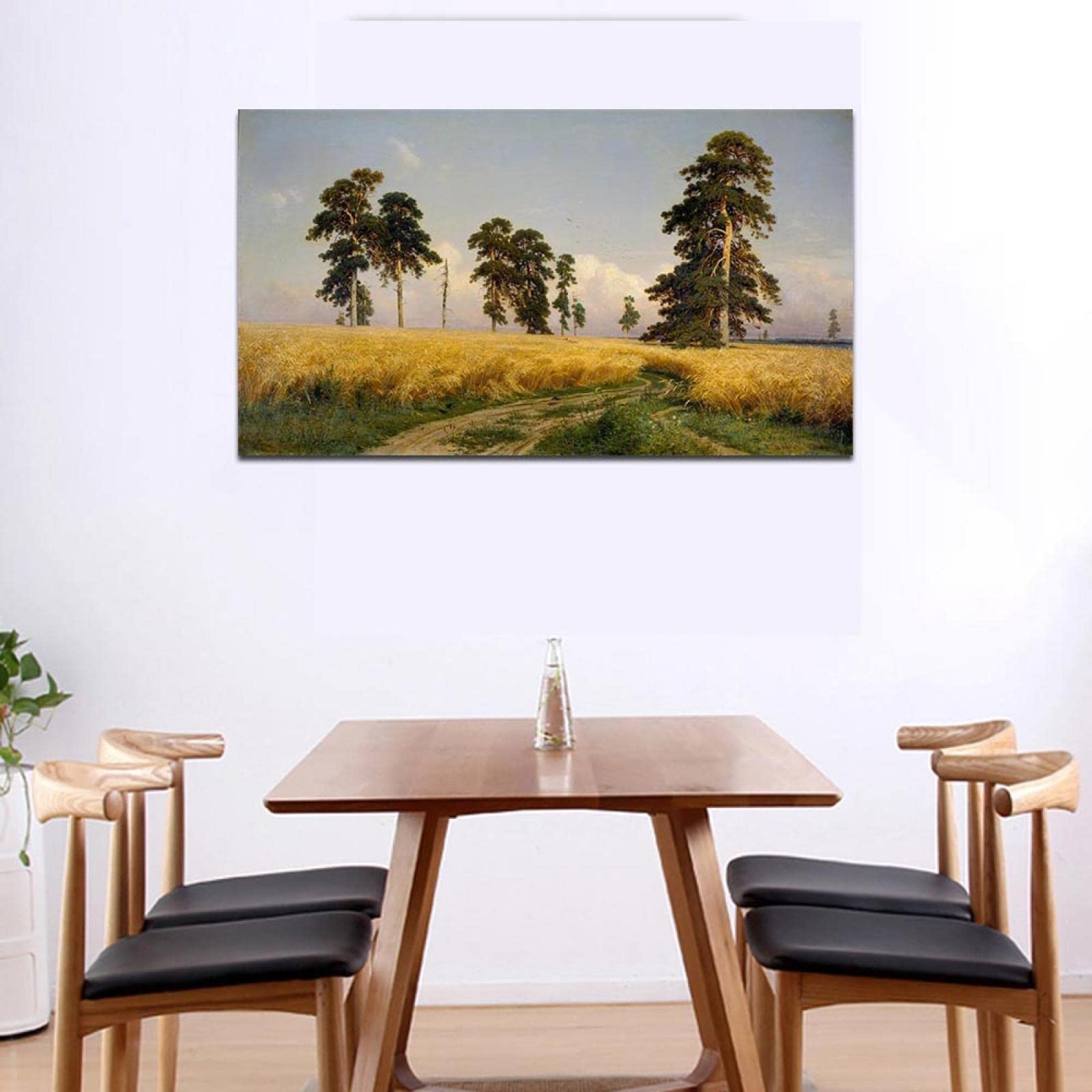 Ivan Shishkin The Field of Wheat Oil Painting Reproduction - Premium Framed Canvas Wall Art Print 50x90cm - Home Decor for Living Room, Bedroom & Office