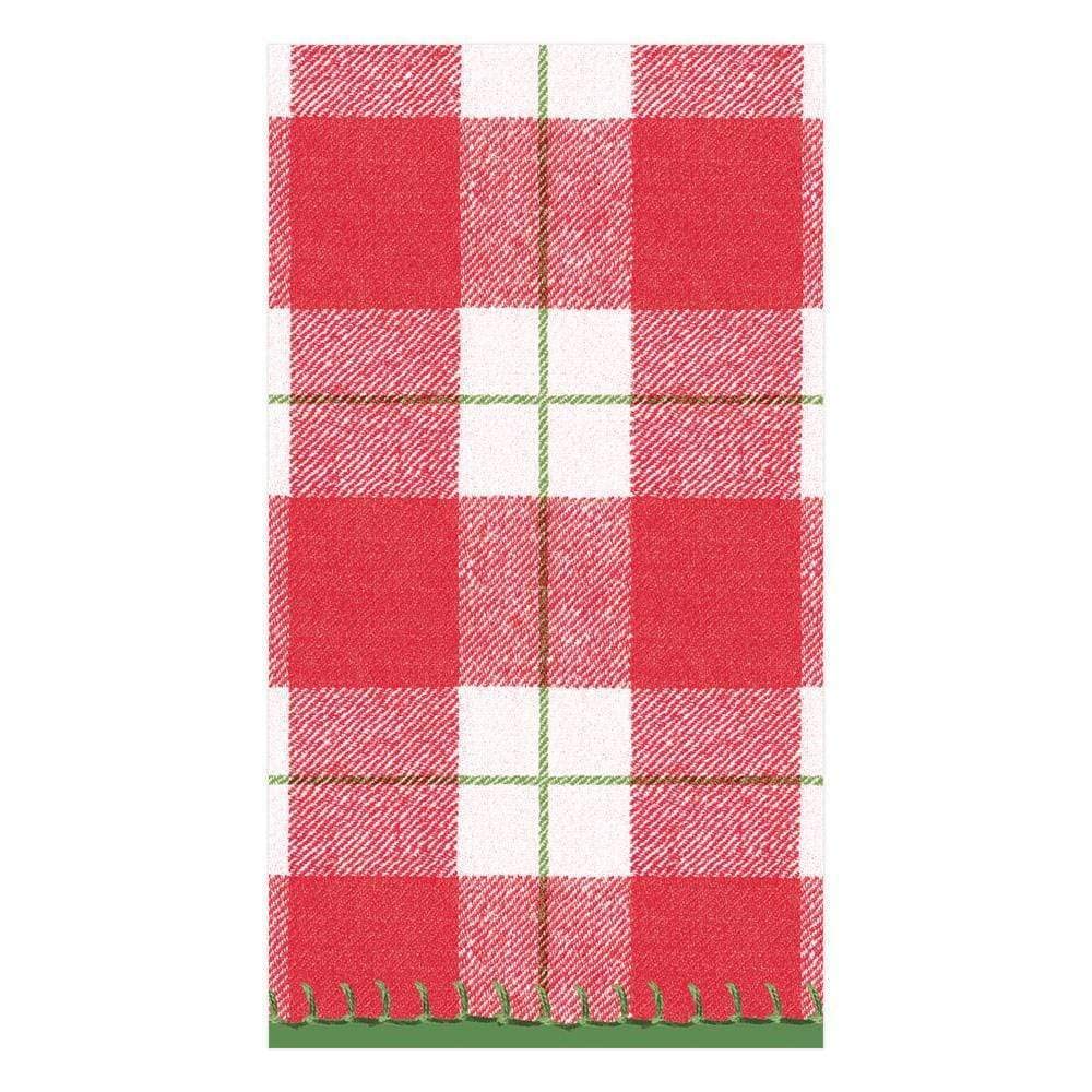 Premium Red Plaid Check Paper Linen Guest Towels & Napkins - 4 Packs of 12 - Elegant Holiday Dinner Party & Wedding Table Setting Essentials