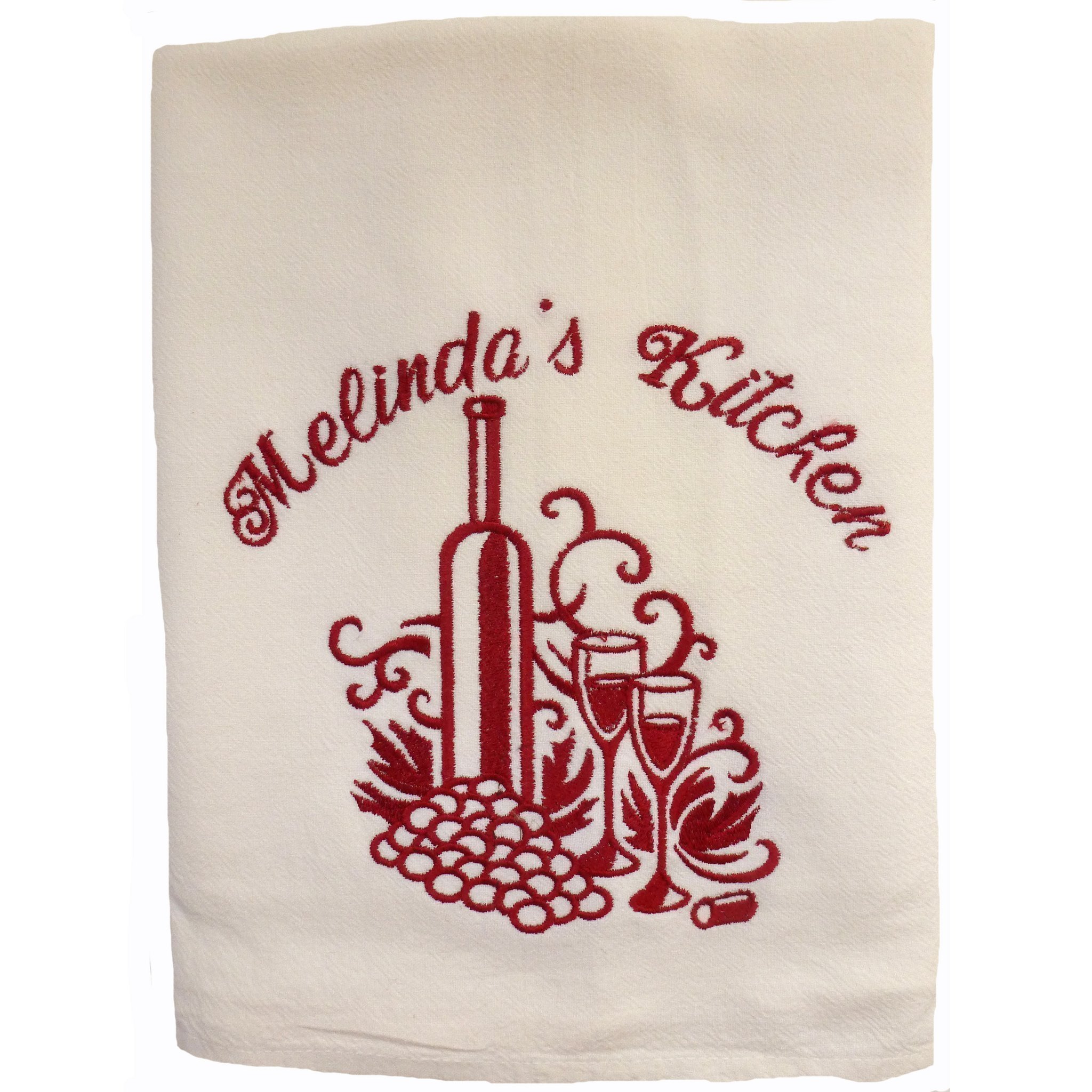 Custom Embroidered Wine Themed Kitchen Towels - Personalized Flour Sack Dish Towels for Gifts, Bridal Showers & Farmhouse Decor - Perfect for Drying Dishes, Hostess Gifts & Rustic Kitchen Decor