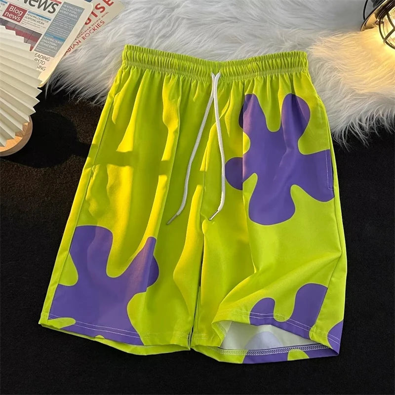 Women's Fashion Beach Style Shorts - Summer Streetwear Y2K Cartoon Print Casual Shorts for Women | Perfect for Beach Outings, Summer Vacations, and Casual Street Style