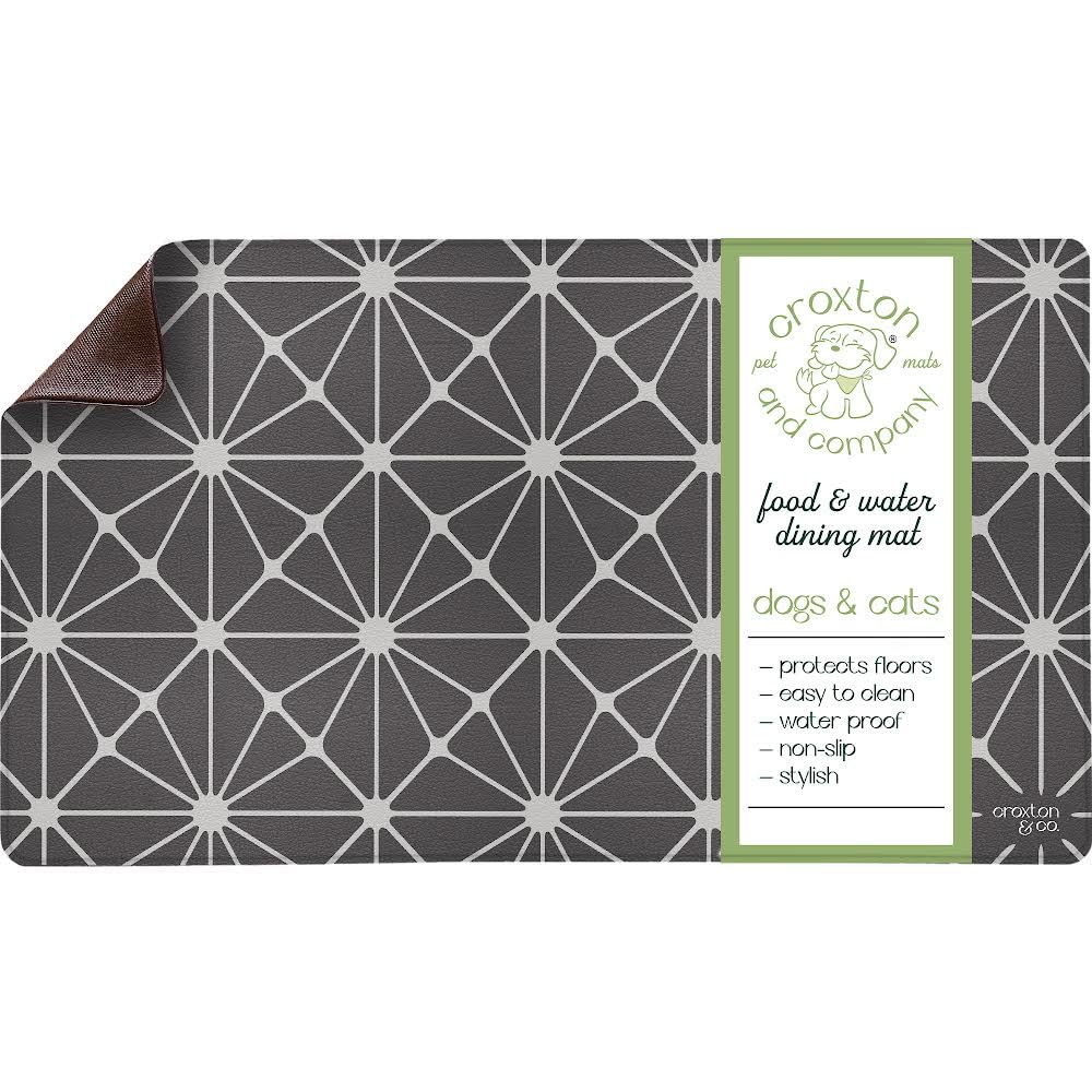 Premium Non-Slip Faux Leather Dog Food Mat - Large 12