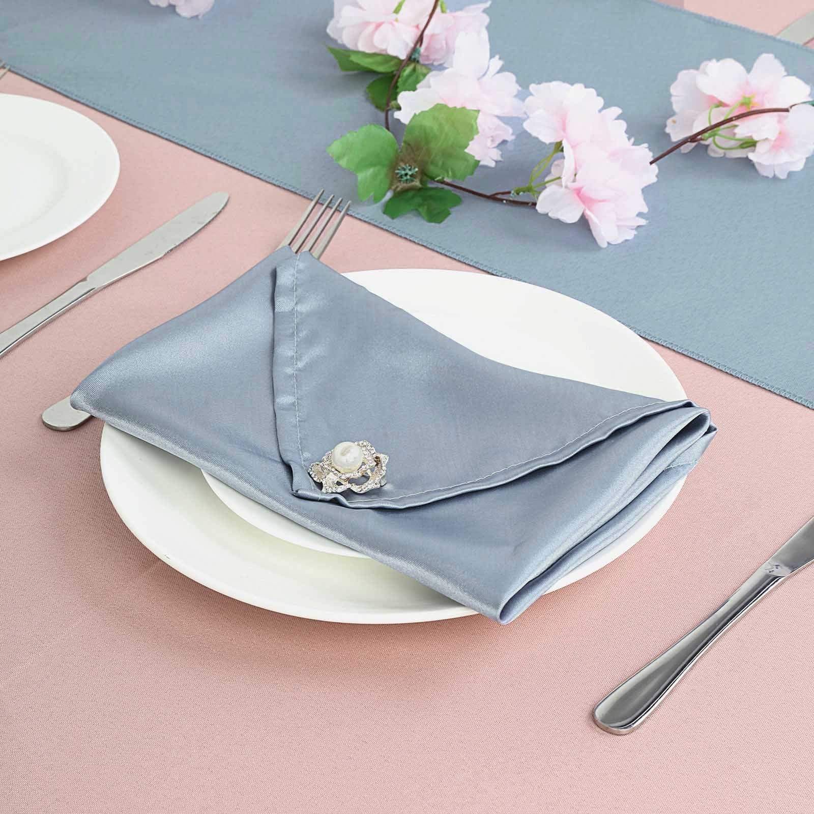 5 Pack 20x20 Inch Premium Satin Dinner Napkins - Elegant Formal Dining, Wedding, Party & Holiday Table Setting Accessories