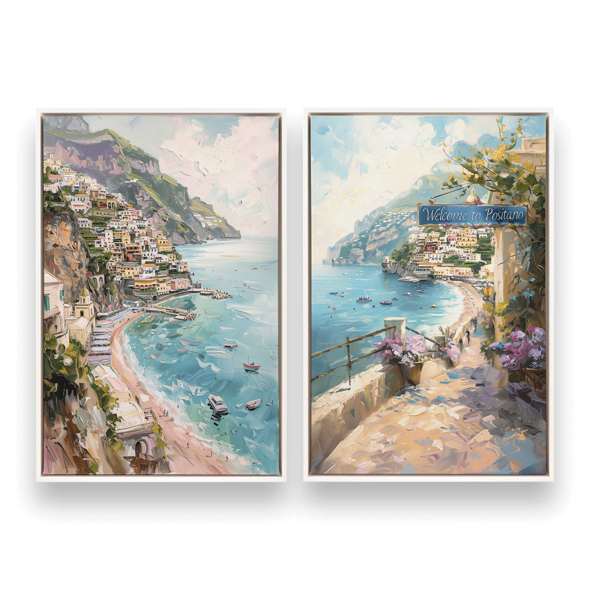 Coastal Charm Paradise Wall Art - Set of 2 Canvas Prints for Beach House Decor, Living Room & Bedroom