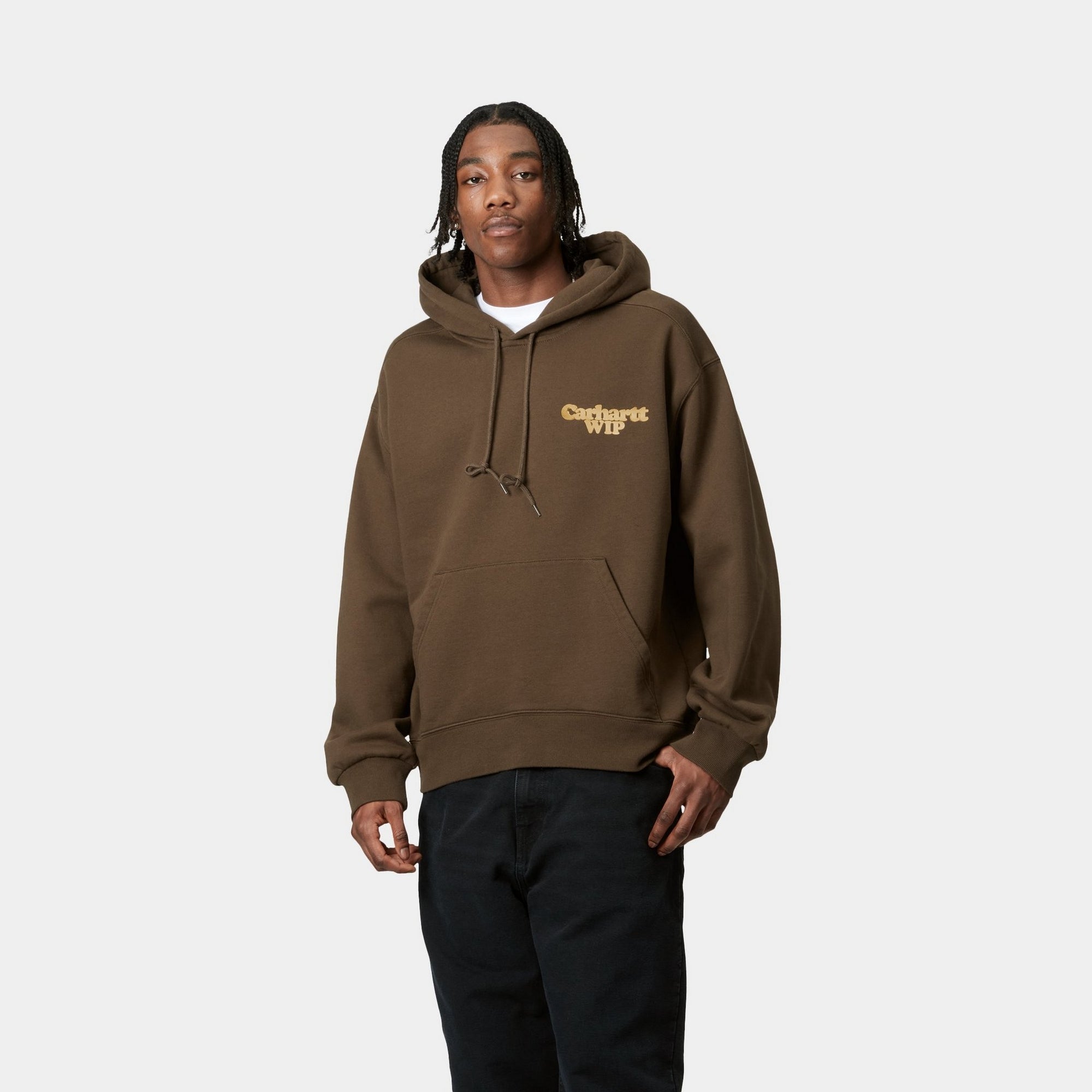 Liberica Hooded Charm Link Sweatshirt - Gold Stone Washed Cotton Pullover for Women | Casual Streetwear & Loungewear