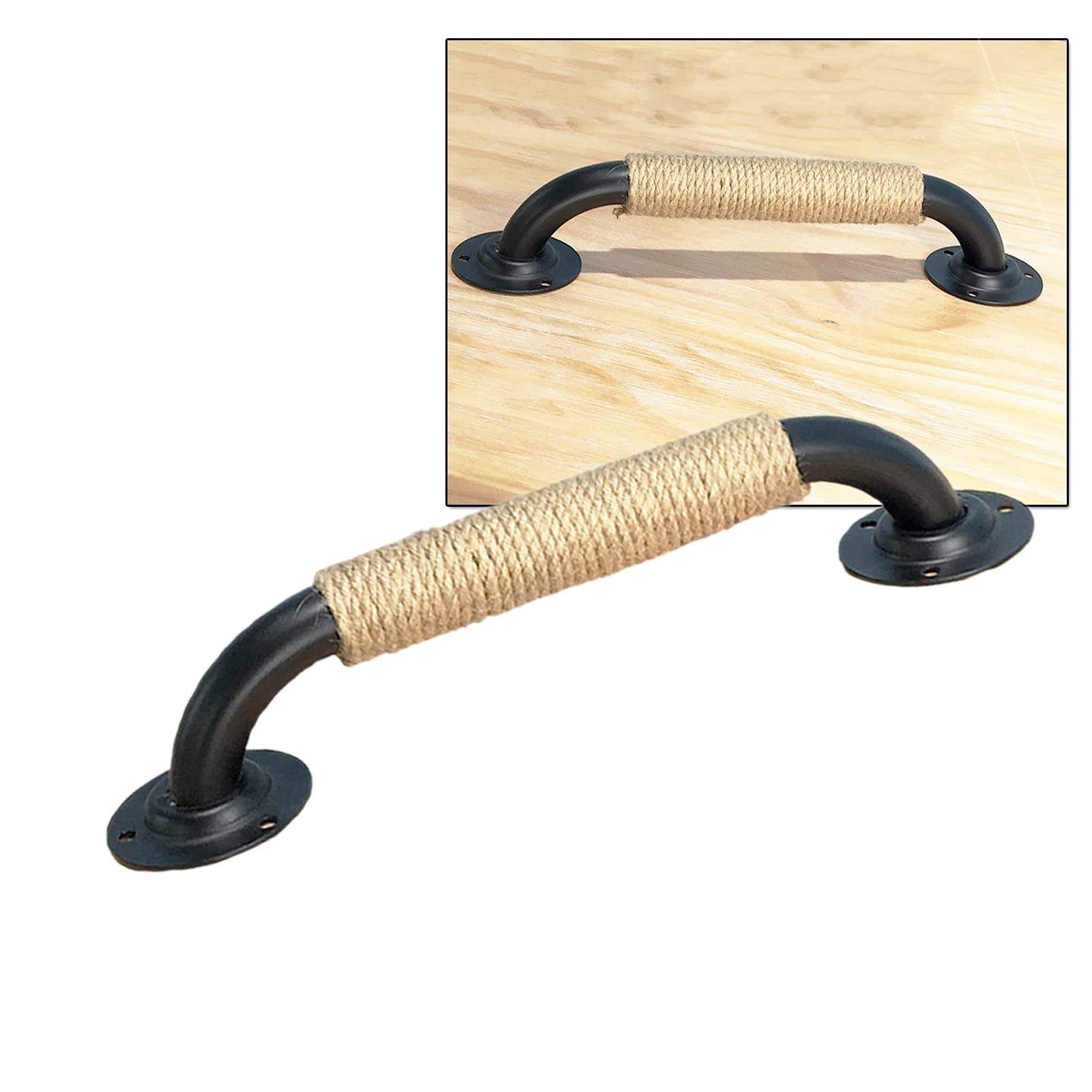 Metal Iron Pull Push Barn Door Rope Handles - 105mm Cupboard & Drawer Handles for Kitchen Cabinets, Closets & Garden Shed Gates | Durable Replacement Grab Bars for Furniture & Home Decor