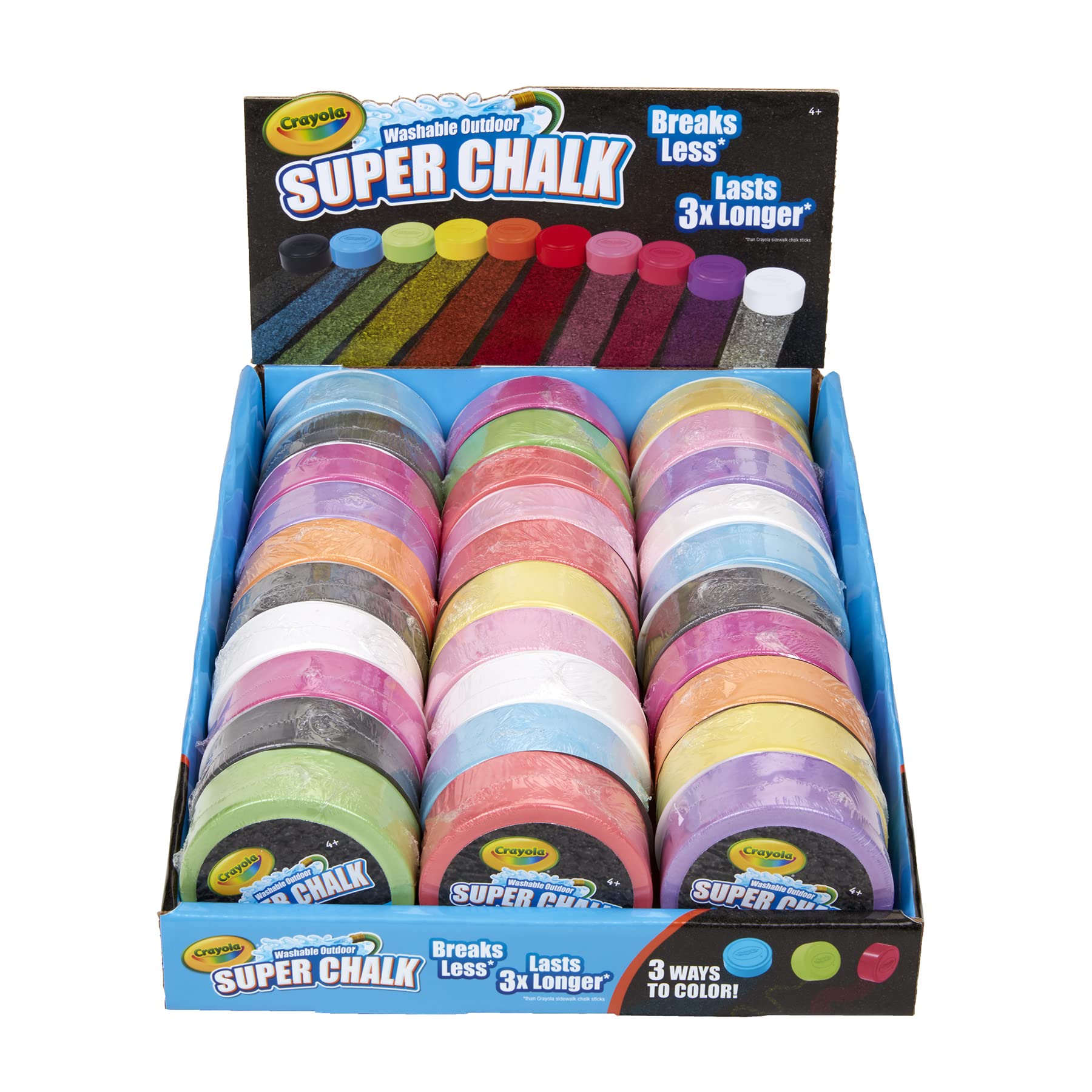 Crayola Washable Outdoor Super Chalk Tray - 30 Count Non-Toxic Sidewalk Chalk for Kids, Perfect for Driveway Art, Playground & Backyard Fun