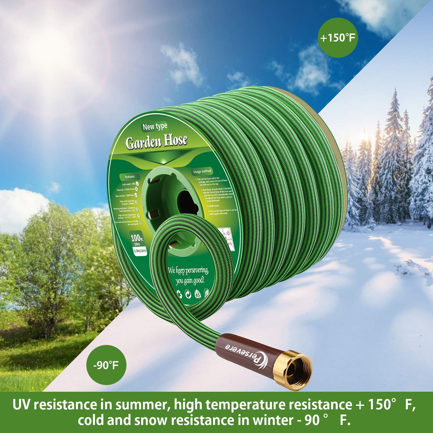 Persevere Lightweight Garden Hose 50FT - Kink-Free, Flexible Water Hose for Lawn, Yard & Garden Care, Car Washing & Home Cleaning | Durable Outdoor Watering Solution for Gardening, Washing Vehicles & Household Use