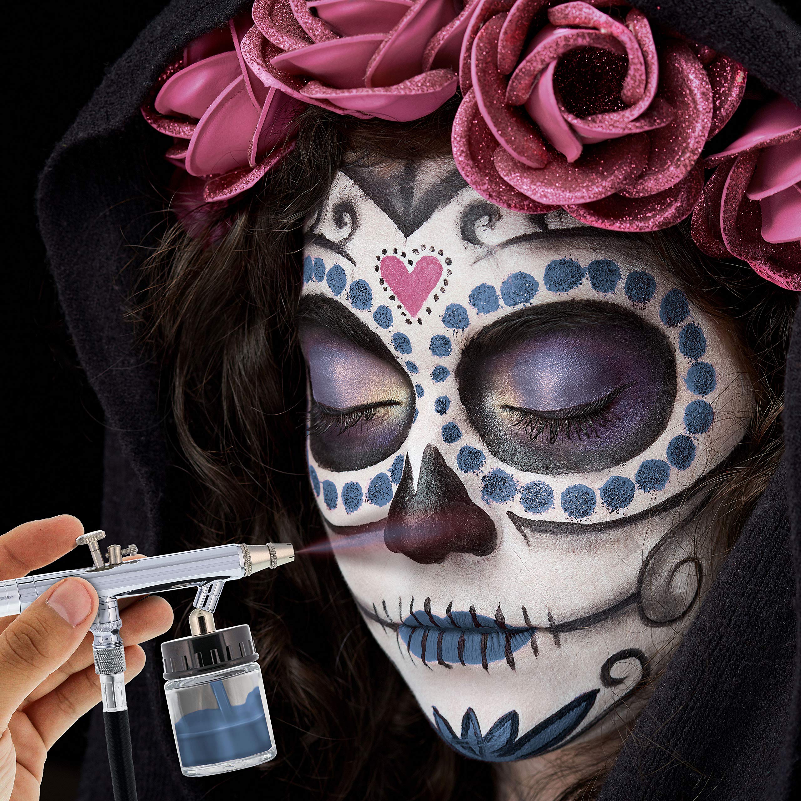 Custom 1-Oz Blue Water-Based Airbrush Body Paint - Professional Face & Body Art Makeup for Halloween, Cosplay, and Special Effects