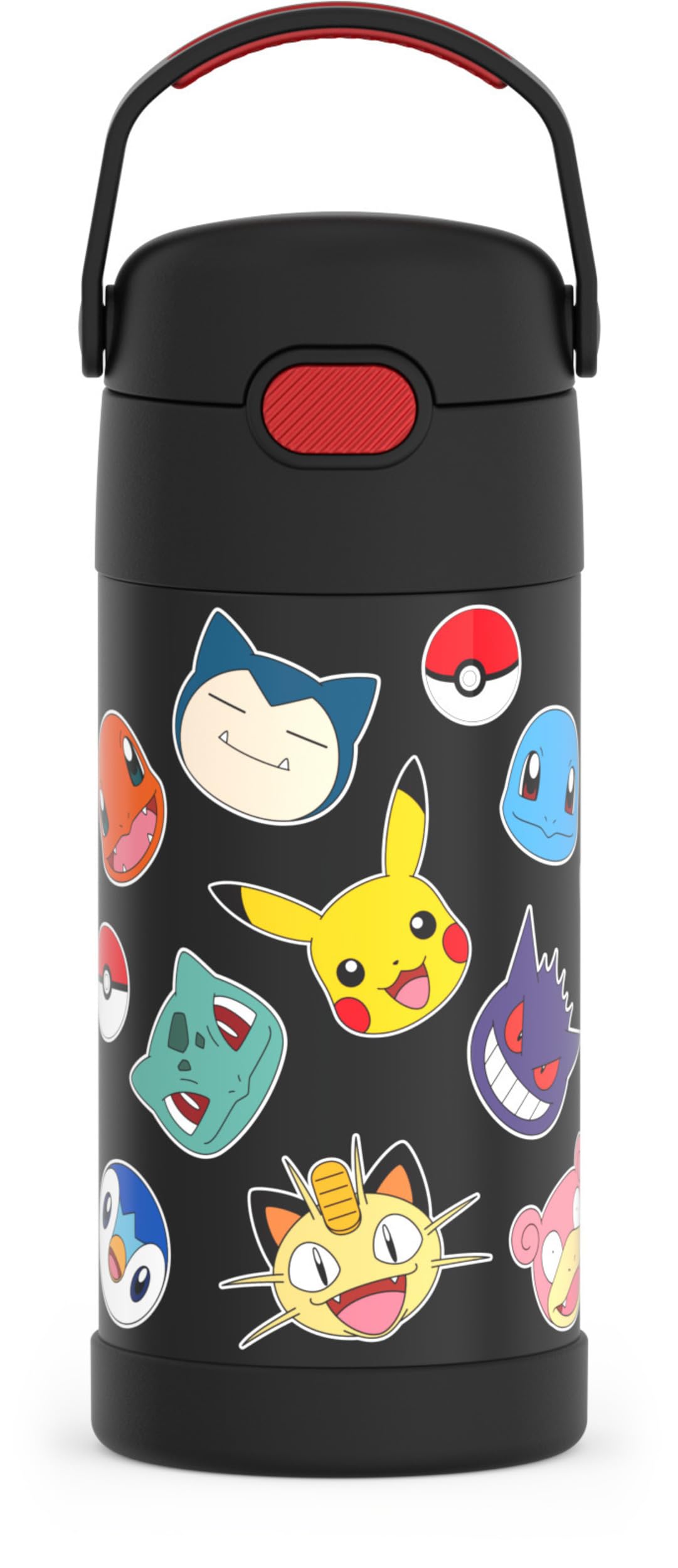 THERMOS FUNTAINER 12oz Kids Stainless Steel Vacuum Insulated Water Bottle with Straw & Lid - Pokémon Design - Leakproof & BPA-Free for School, Sports & Outdoor Activities