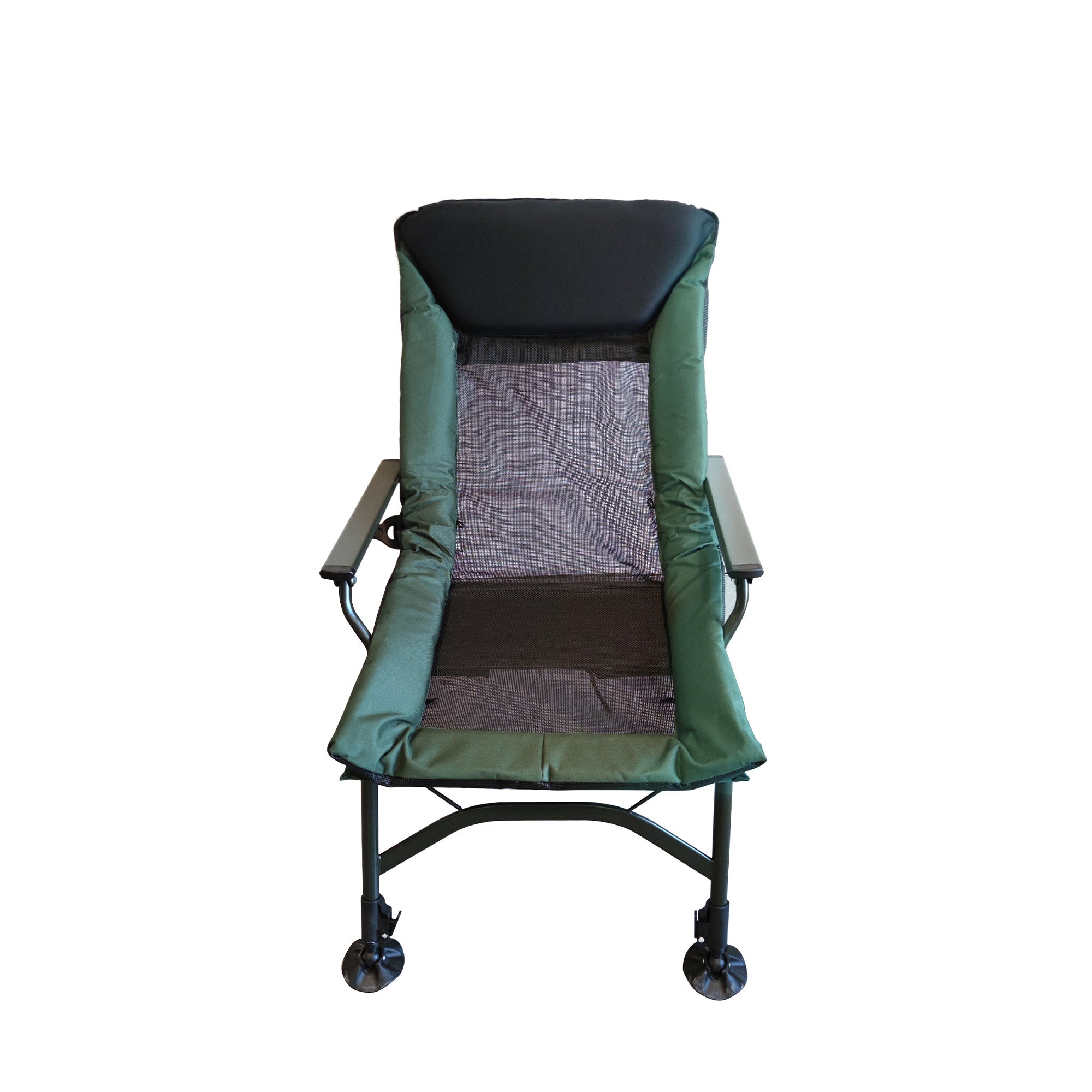 Portable Folding Reclining Camping Chair with Adjustable Backrest - Lightweight Outdoor Lounge Chair for Camping, Beach, Hiking, Fishing, Picnics & Backyard Relaxation (Green & Black)