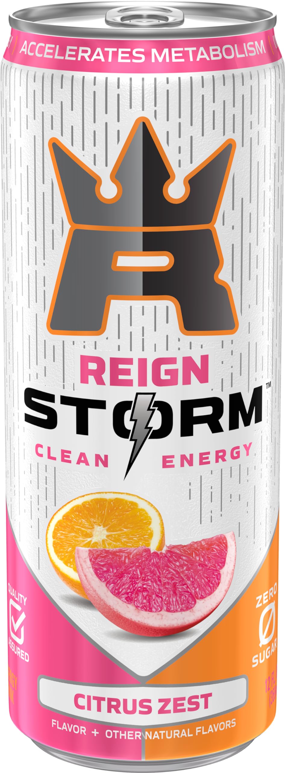 REIGN Storm Citrus Zest Energy Drink - 12 Pack (12 Fl Oz Each) | Sugar Free Fitness & Wellness Beverage for Workouts, Sports & Active Lifestyle | Keto Friendly & Low Calorie Energy Boost