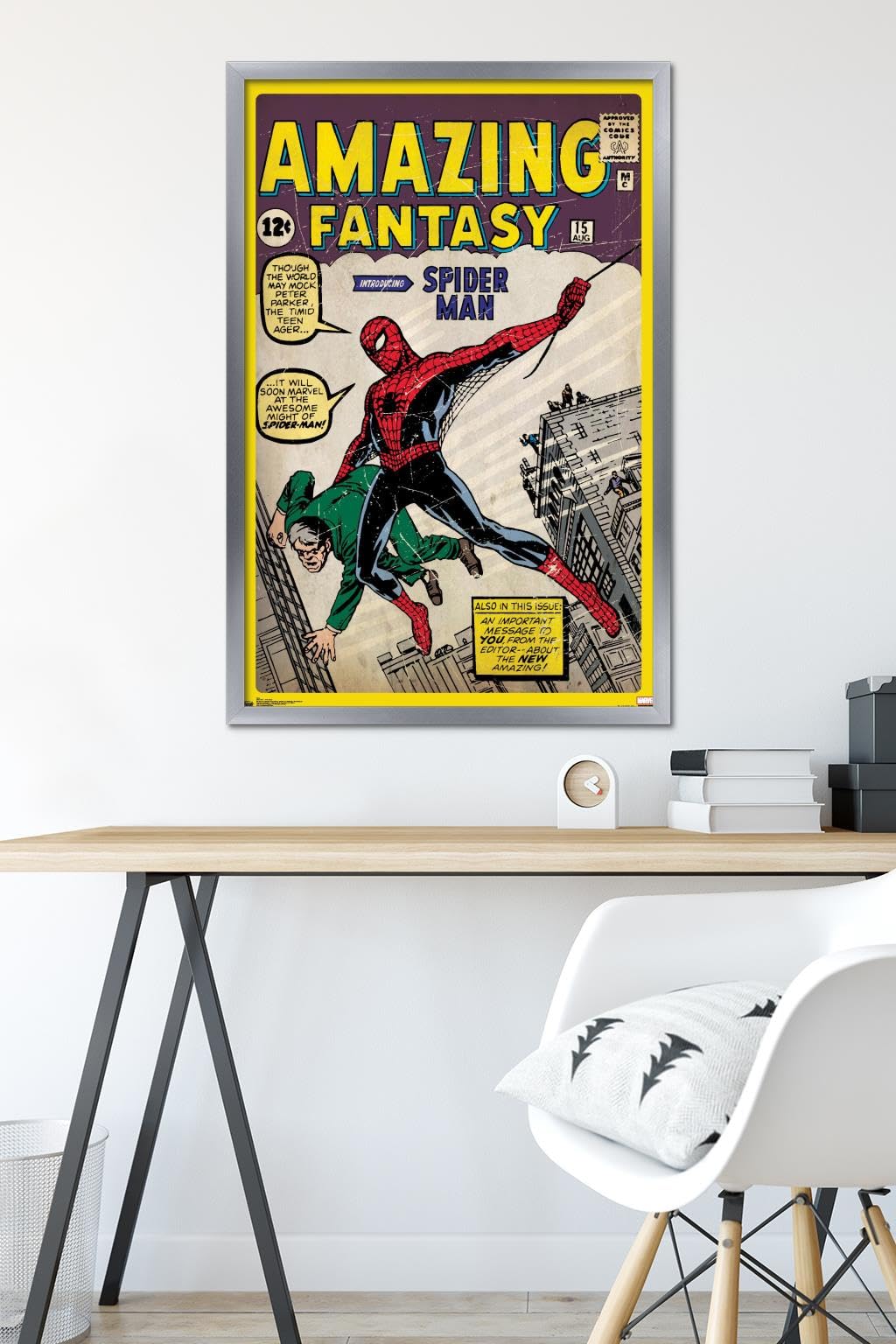 Trends International 24x36 Marvel Comics Spider-Man Wall Poster - Silver Framed Version (36