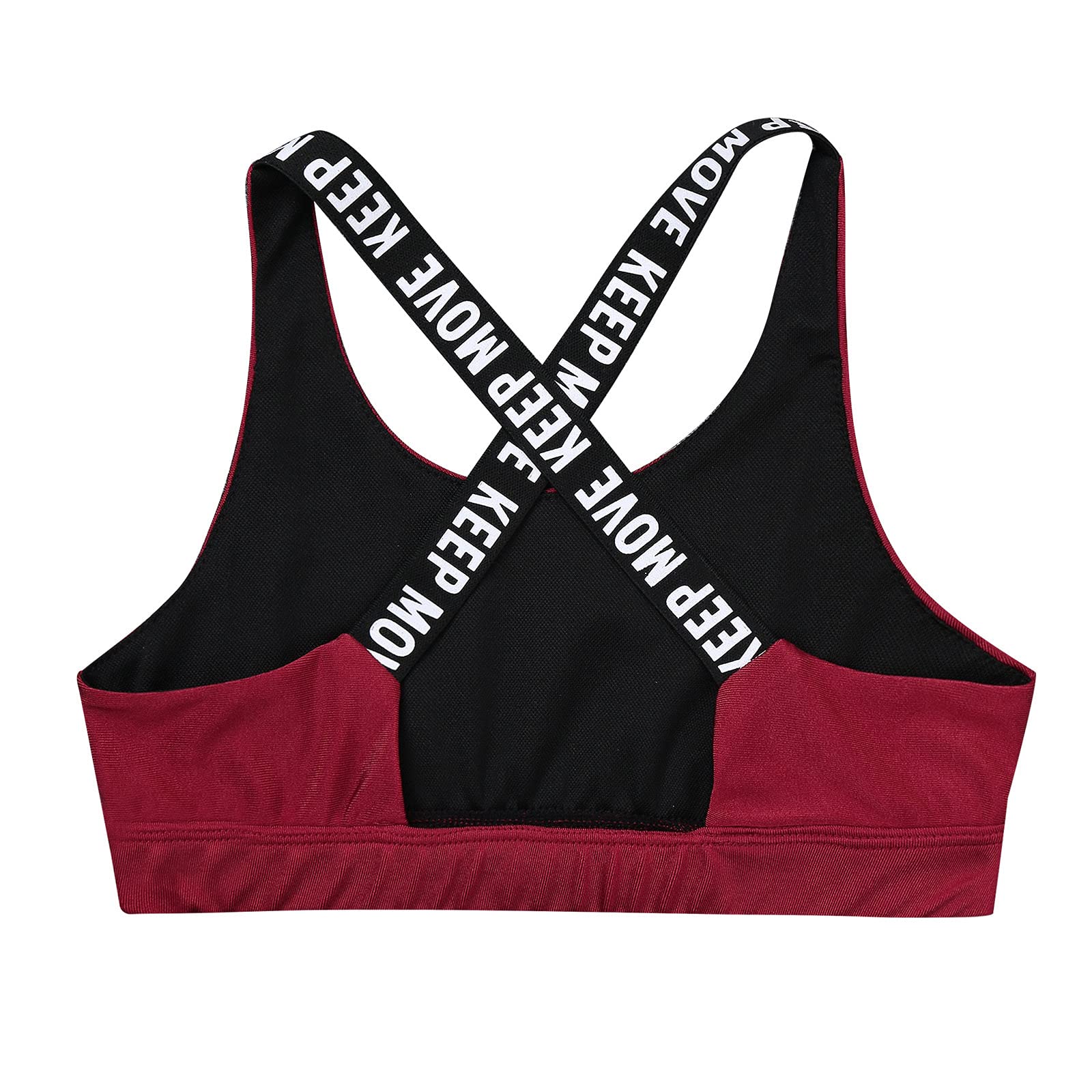 Moily Big Girls Racerback Padded Sports Bra - 2 Pack Workout Crop Top for Gymnastics, Dance, Yoga & Athletic Activities | Breathable Support for Teens & Active Girls