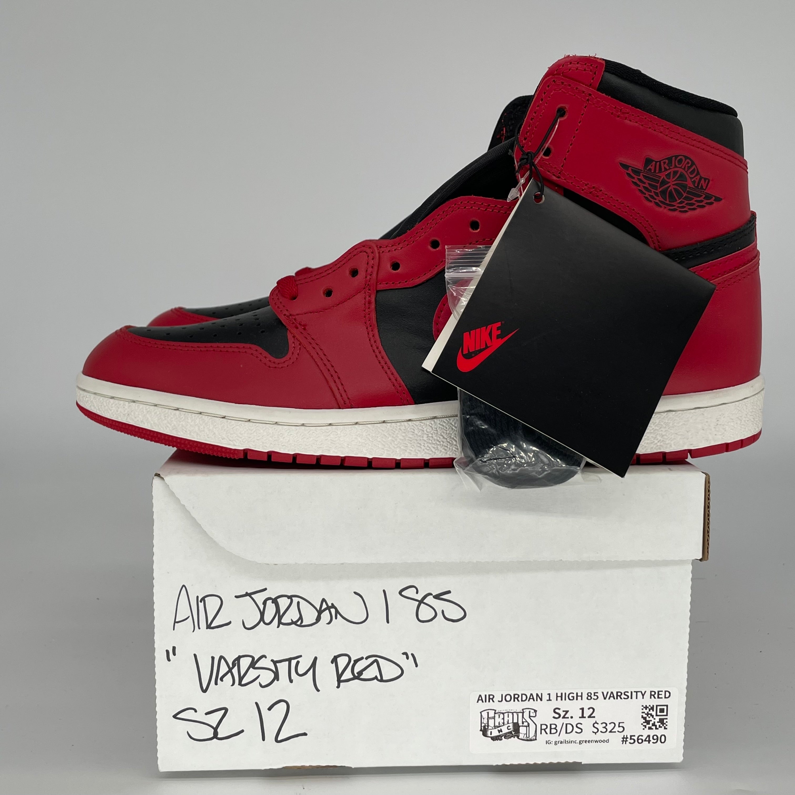 Original Air Jordan 1 '85 Varsity Red Men's Basketball Shoes - Size 12 (BQ4422-600) | Retro High-Top Sneakers for Streetwear & Casual Outfits