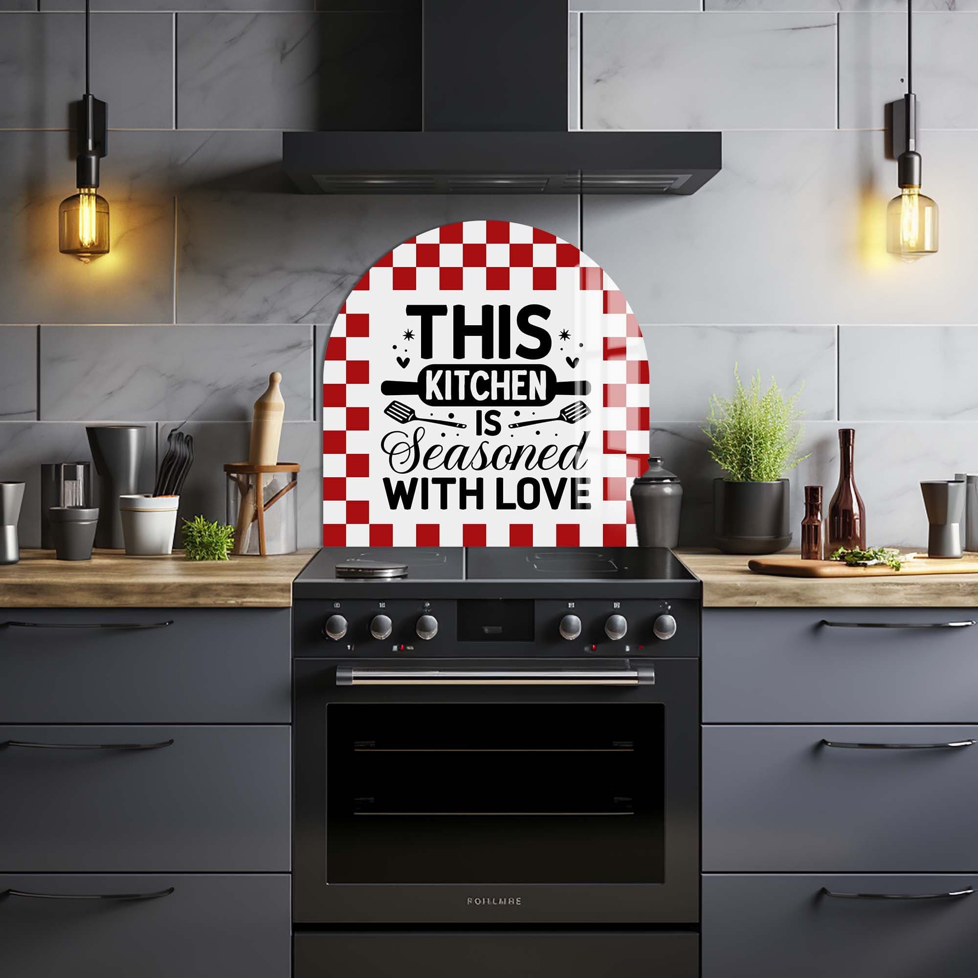 Seasoned with Love Glass Splashback - Stylish & Durable Kitchen Backsplash for Modern Homes - Perfect for Cooking, Baking & Home Decor