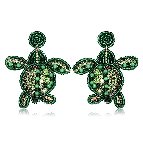green turtle earrings
