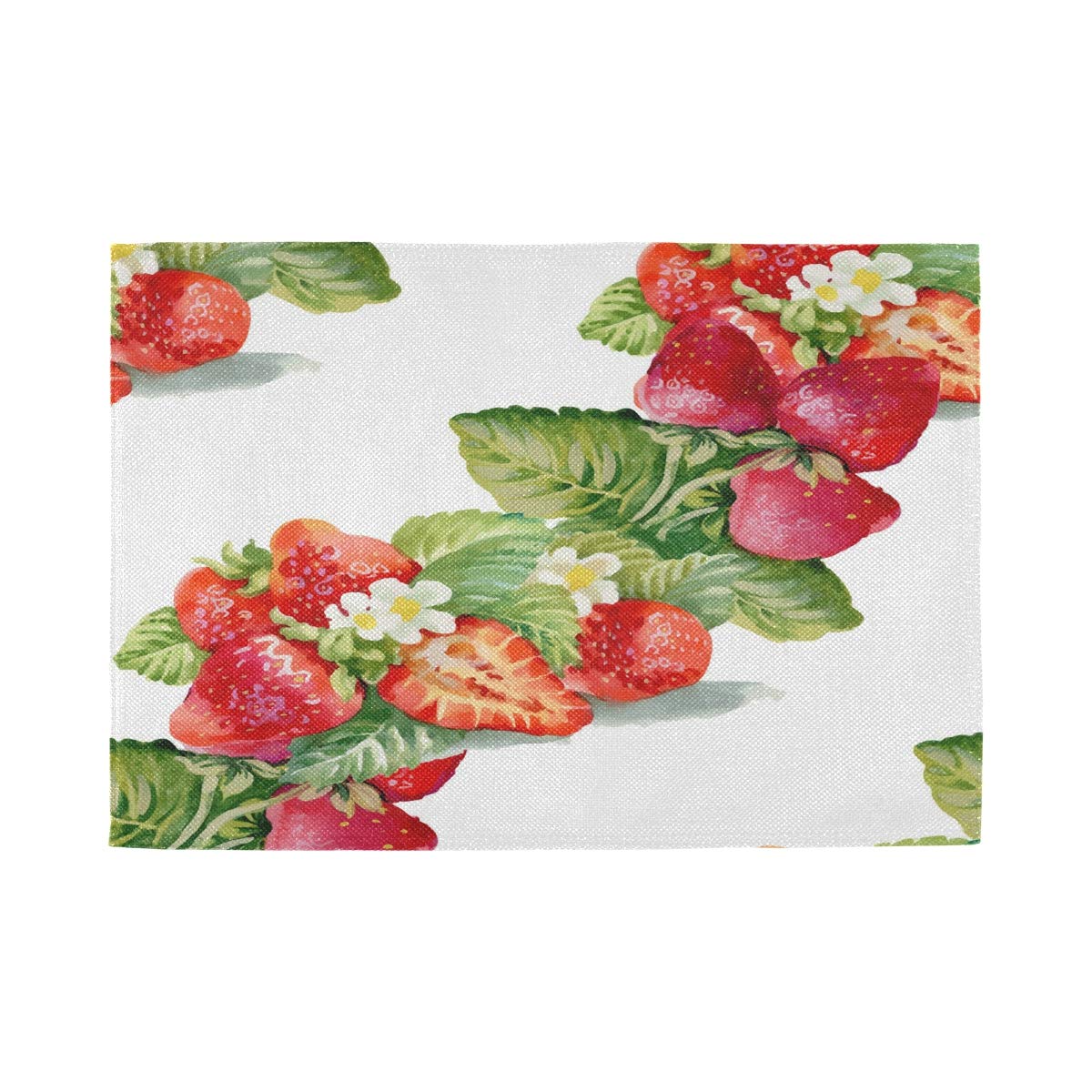 Blueangle Fresh Strawberry Place Mat Set of 6 - Stain-Resistant Decorative Placemats for Christmas Dining Table & Kitchen - Perfect for Holiday Gatherings, Dinner Parties, and Everyday Use