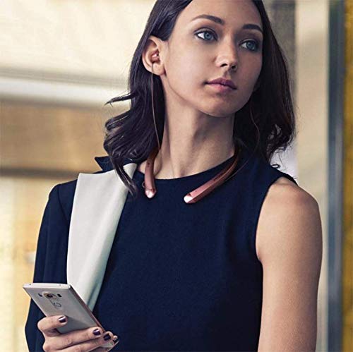 QT S Bluetooth Headset - Lightweight Retractable Neckband Wireless Headphones with Noise Cancelling, 9-10 Hours Talk Time for Sports, Gym, Running, Office & Home Use (Silver)