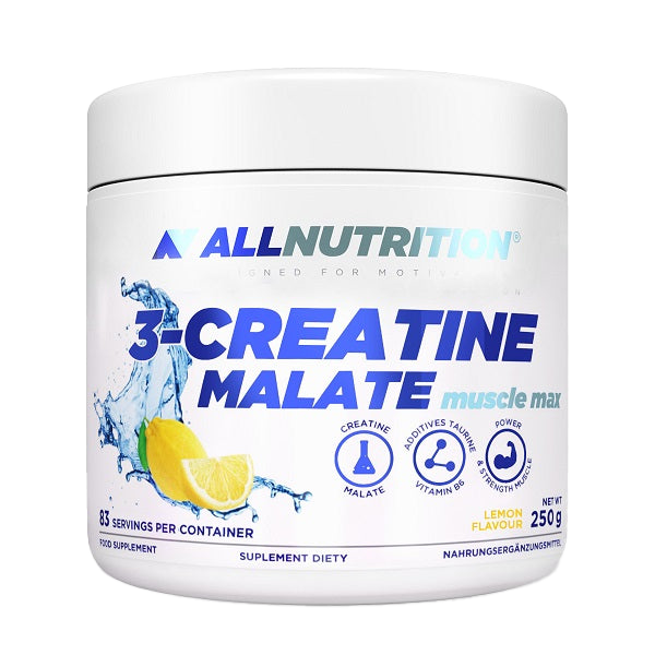 Allnutrition 3 Creatine Malate Powder - 250g Lemon Flavor for Muscle Growth & Recovery | Pre-Workout & Post-Workout Supplement for Athletes & Bodybuilders
