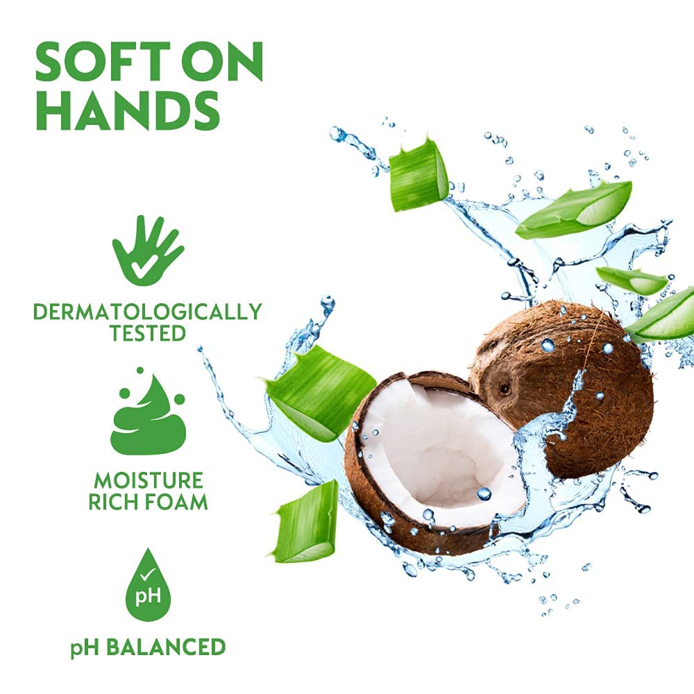 Dettol Foaming Hand Wash Pump - Antibacterial, 250ml (Aloe & Coconut Scent), Pack of 2, Green - Gentle on Skin for Daily Hand Hygiene at Home, Office, or Travel (DET-PERS-ALOE-PO2)