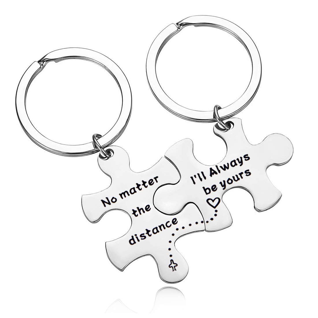 Zuo Bao Couple Keychains - No Matter The Distance & I'll Always Be Yours Set - Romantic Gift for Wife, Husband, Anniversary, Wedding, Valentine's Day