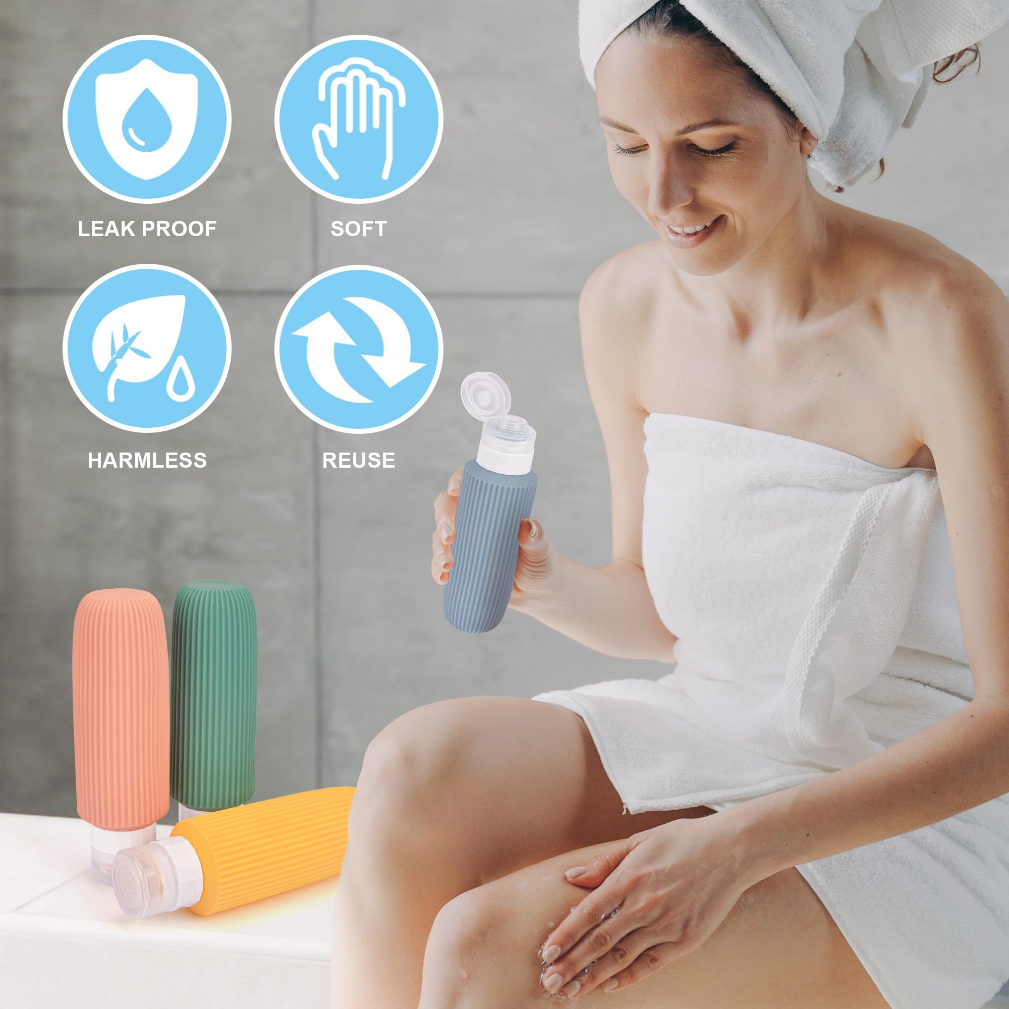 6oz Travel Bottles for Toiletries - BPA Free Leak Proof Travel Size Containers with Labels | Perfect for Shampoo, Lotion & Cosmetics | Ideal for Road Trips, Airplane Travel & Camping Essentials