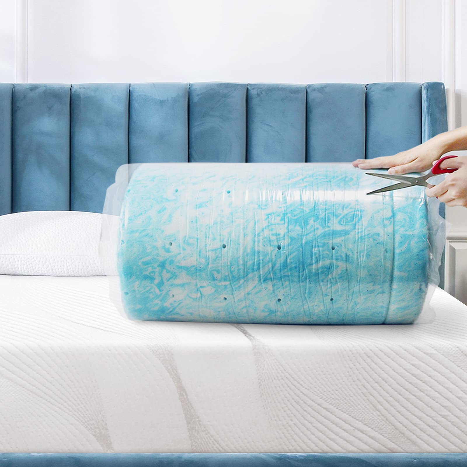 Gel Swirl Memory Foam Mattress Topper for Twin Bed - 3 Inch Cooling Mattress Pad for Back Pain Relief & Pressure Relief - Light Blue Soft Bed Topper - Perfect for Hot Sleepers & Side Sleepers