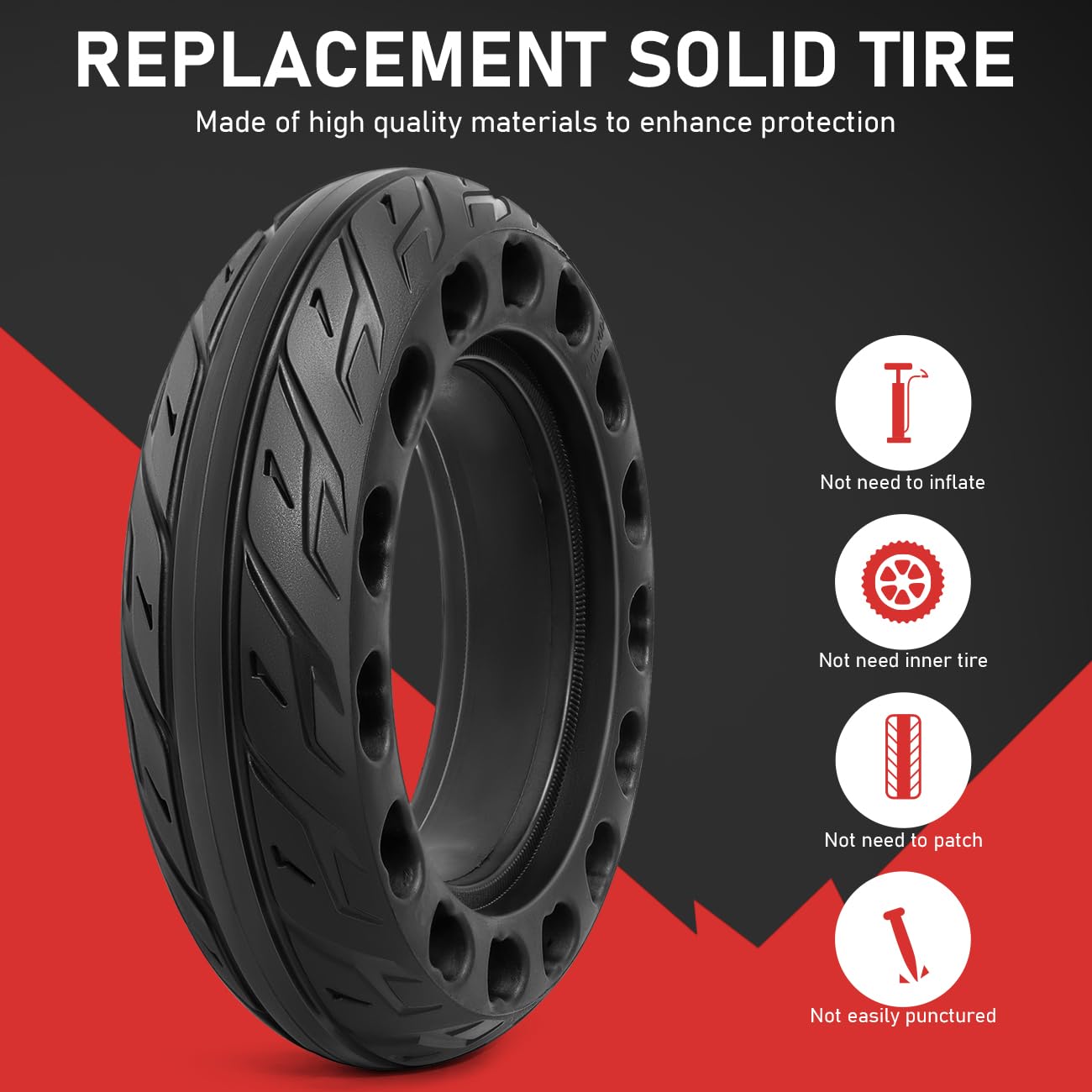 2Pcs 200x50 Solid Rubber Tires - 8 Inch Electric Scooter Wheels Replacement, Front/Rear Solid Tire for 200x50 E-Scooter (P-T006) - Durable & Puncture-Proof for Commuting, Campus, Urban Travel