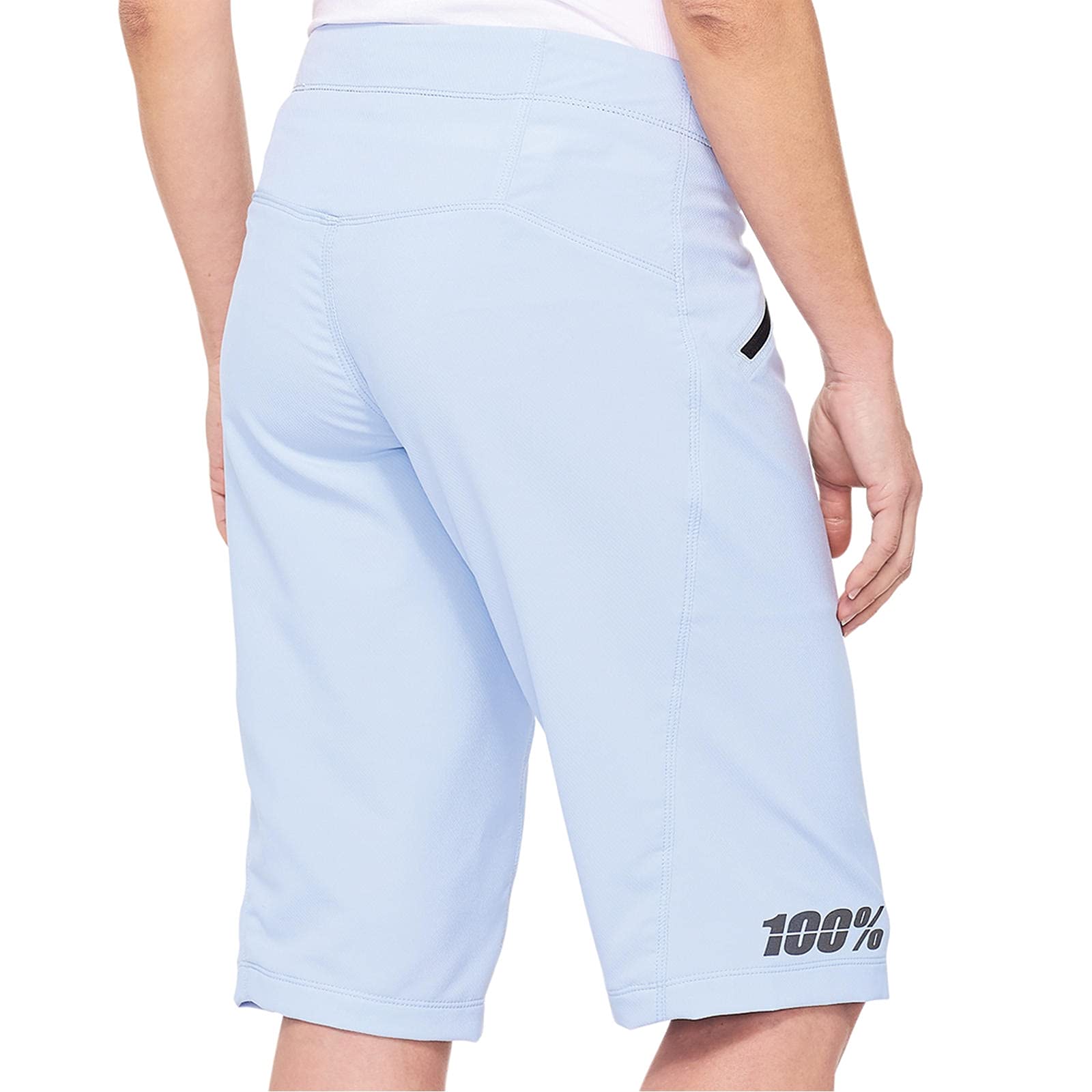 RIDECAMP Women's High Waisted Athletic Shorts - Breathable Workout Running Yoga Shorts with Pockets, Powder Blue, Size Small | Perfect for Gym, Jogging & Summer Outdoor Activities