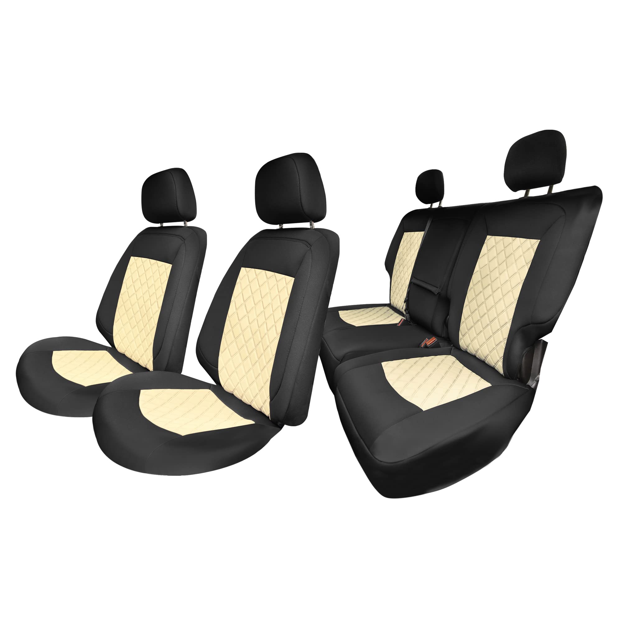 Custom Fit Neoprene Seat Covers for Chevy Equinox 2018-2021 - Waterproof Beige Full Set Car Seat Protectors | Durable Automotive Interior Accessories for Road Trips & Daily Commute