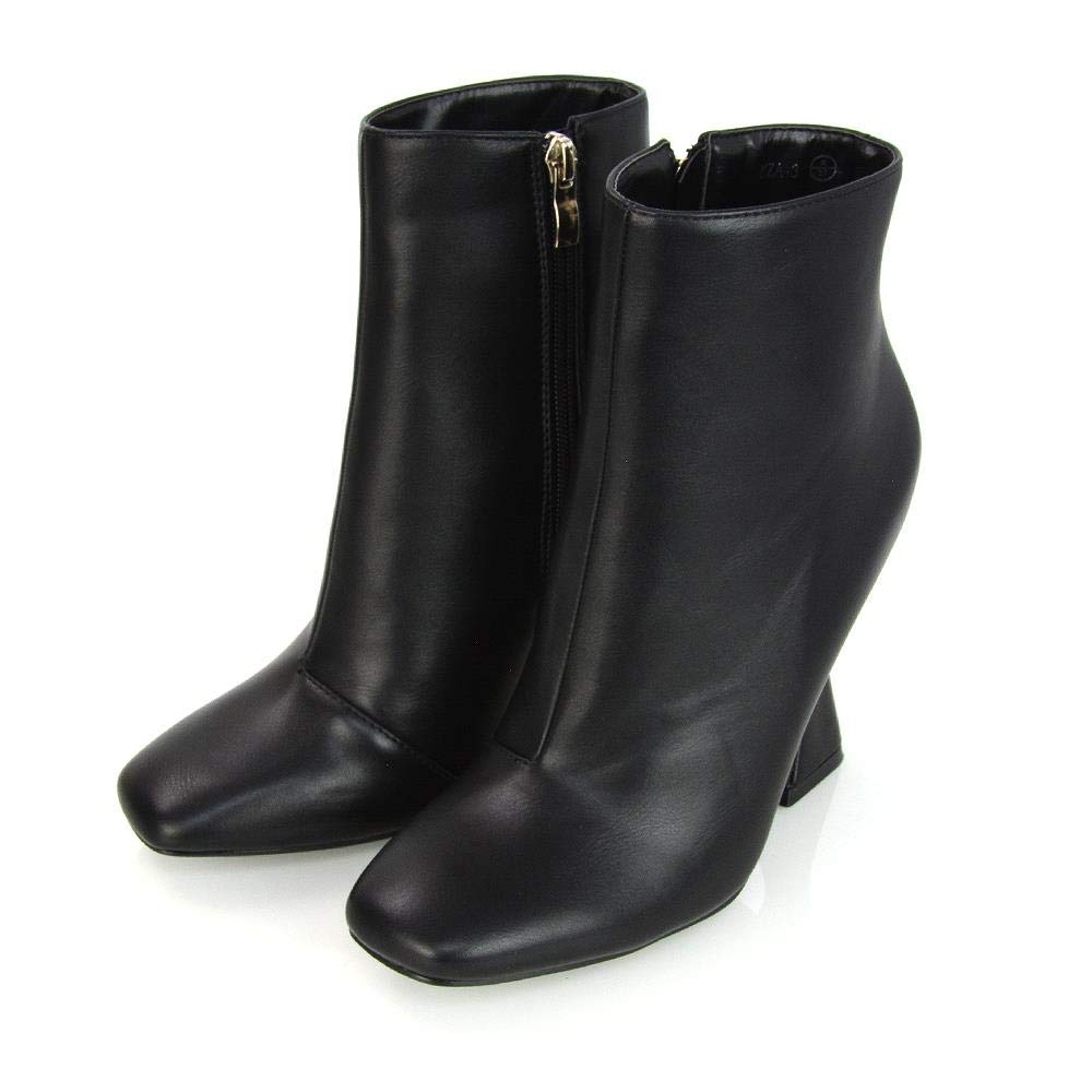 Women's Square Toe Ankle Boots with Zip - Stylish High Heel Booties for Casual, Party & Office Wear - Comfortable Ladies Fashion Shoes for Night Out, Dating & Work