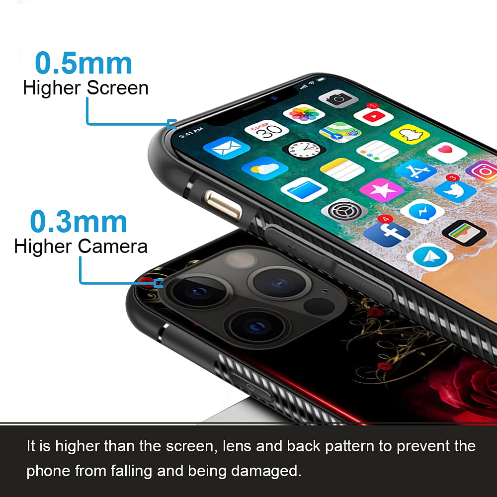 iPhone 11 Pro Max Case - Spiritual Rose Pattern Design, Hard PC Back with Soft TPU Bumper, Non-Slip Protective Cover for Women (6.5 Inch) - Perfect for Daily Use, Work & Travel