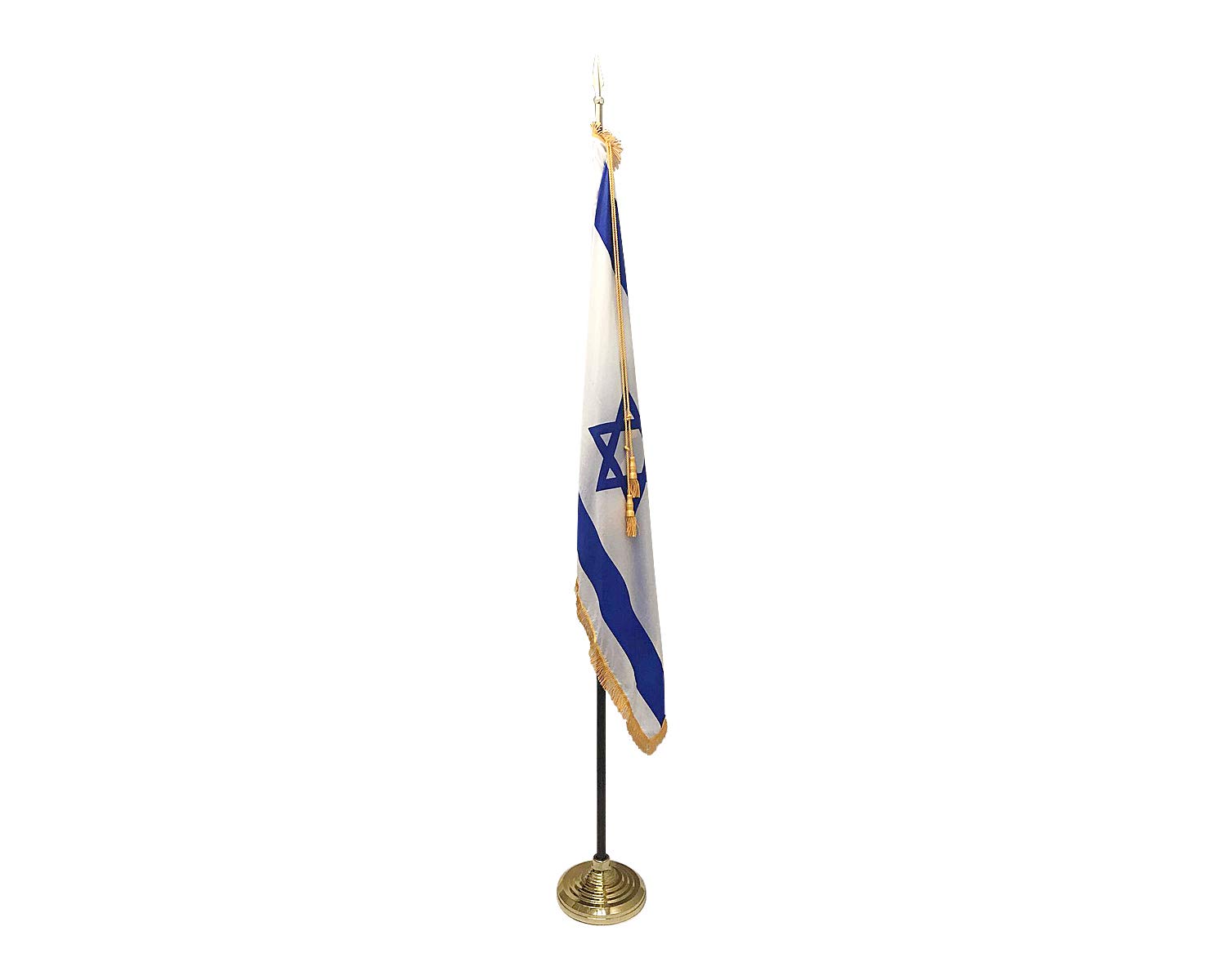 3x5' Israel Indoor Flag Set with Base, Star of David Finial & Decorative Tassels - Premium Home Decor for Jewish Holidays, Synagogue Display & Cultural Celebrations