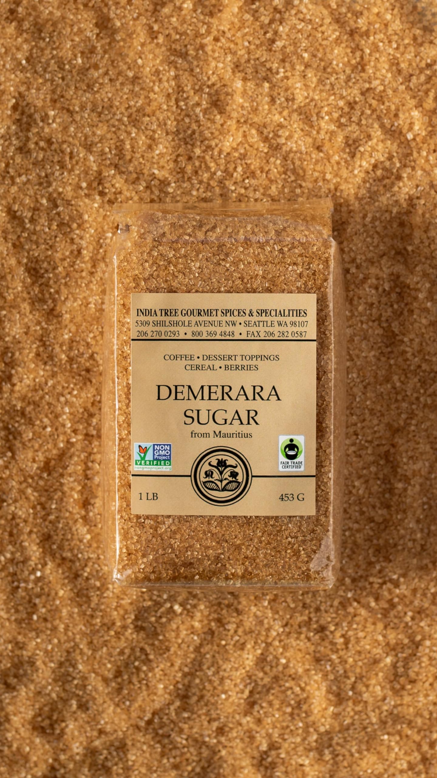 India Tree Demerara Sugar, Natural Cane Sugar, 1.75 lb Pantry Pack - Perfect for Baking, Coffee Sweetener & Cocktail Making
