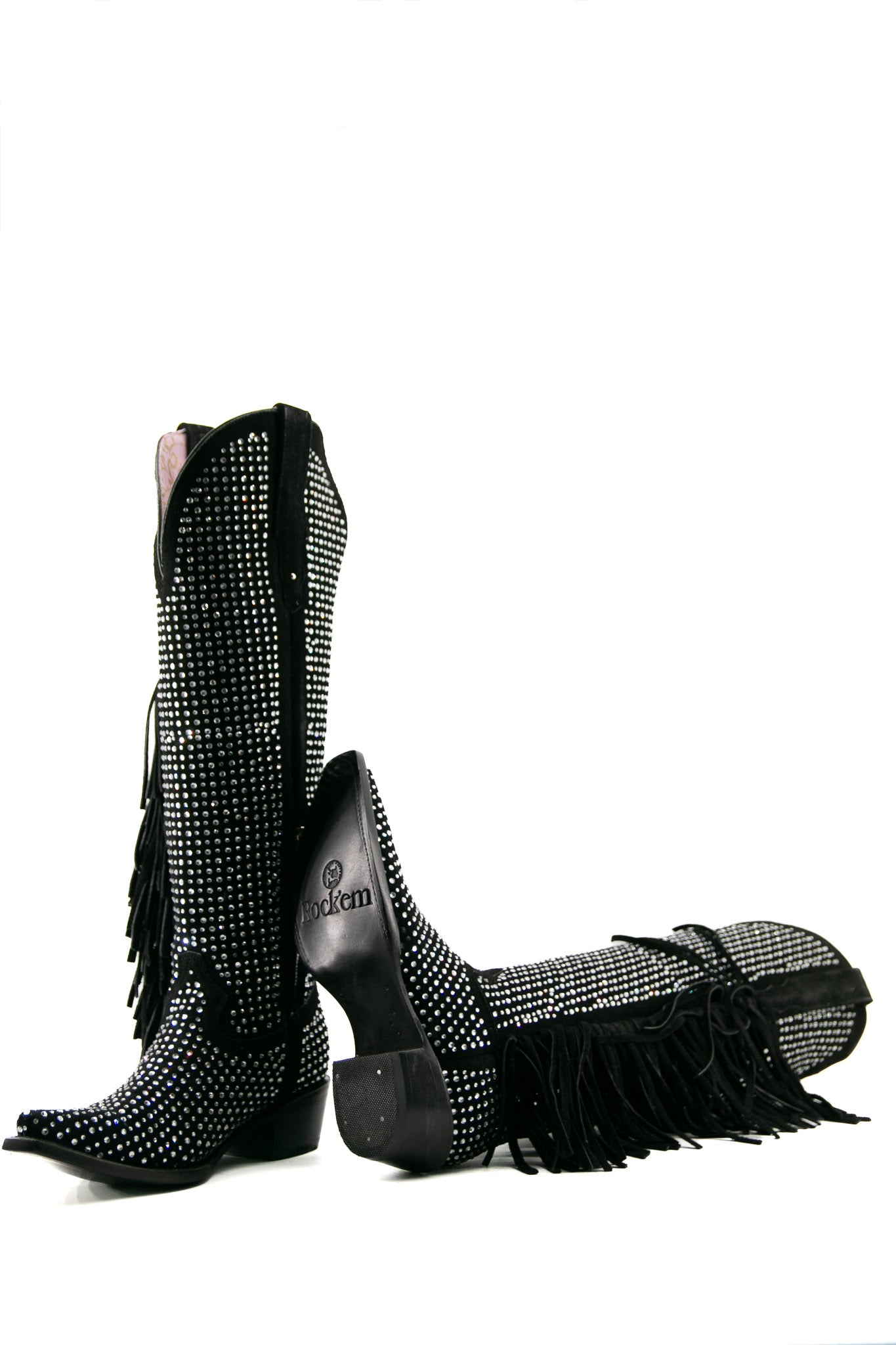 Vegas Sparkles Rhinestone Fringe Cowgirl Boots - Western Tall Snip Toe Boots for Women | Perfect for Country Concerts, Line Dancing & Rodeo Events