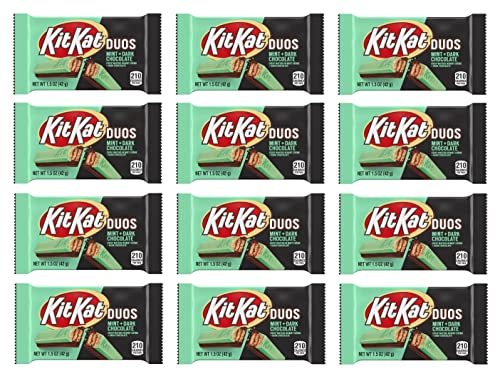 KIT KAT Chocolate Bars - Crisp Wafers in Milk, White, Duos Mint & Dark, Duos Mocha, Key Lime Pie & Fruity Cereal Flavors - 1.5oz (12 Count) - Perfect for Christmas Gifts, Halloween Treats, Holiday Parties & Office Snacks