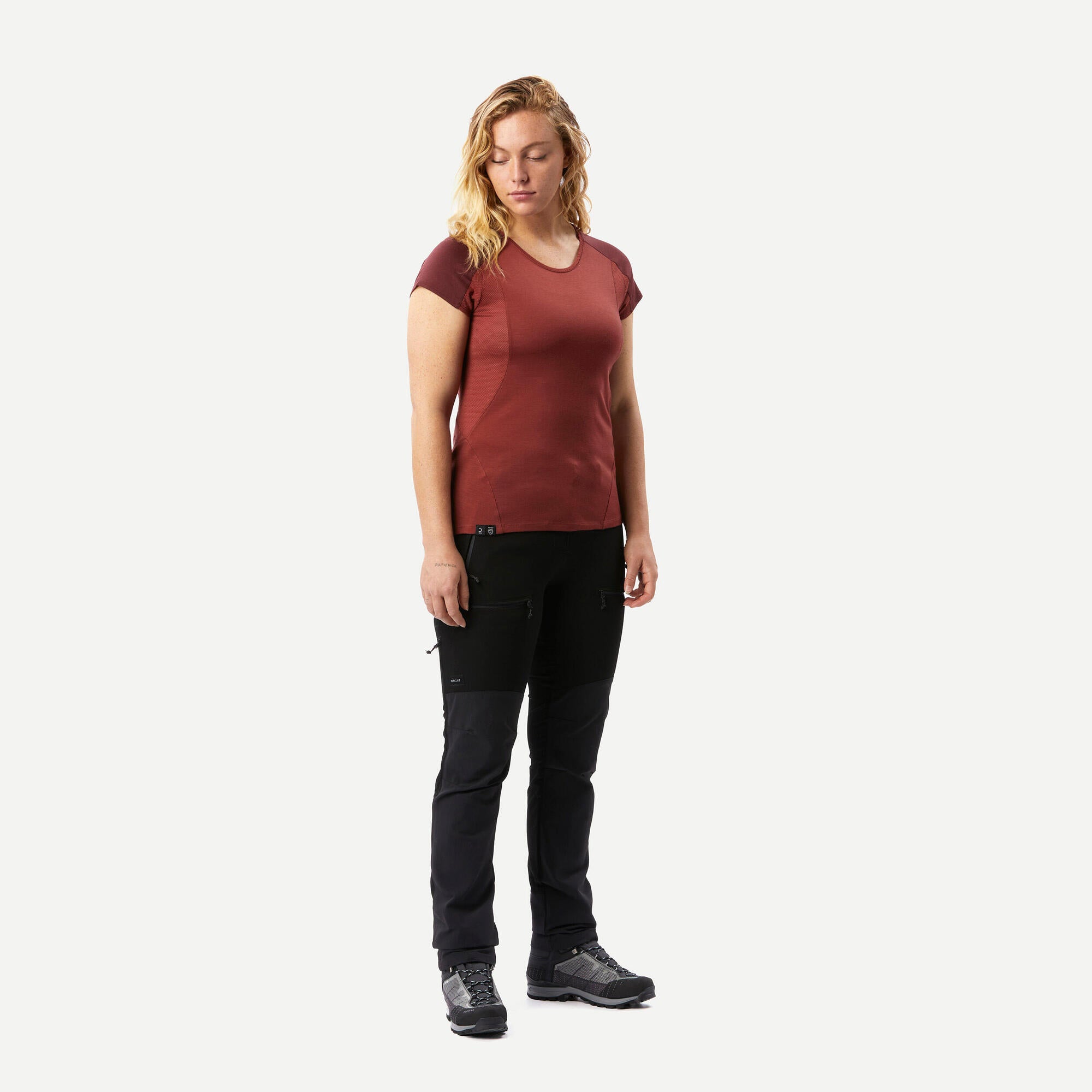 Forclaz Women's MT500 Merino Wool T-Shirt - Breathable & Odor-Resistant Hiking & Travel Shirt for Outdoor Adventures