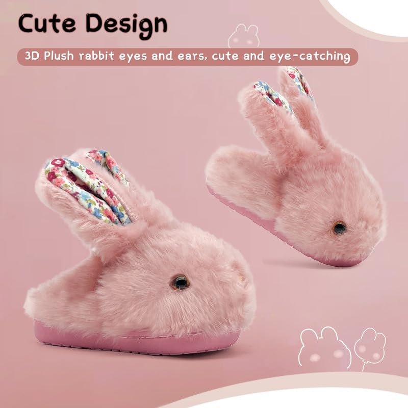 Soft Plush Bunny Slippers for Toddlers - Anti-Slip Indoor/Outdoor Winter Slippers for Girls & Boys | Cozy Kids House Shoes for Playtime & Bedtime