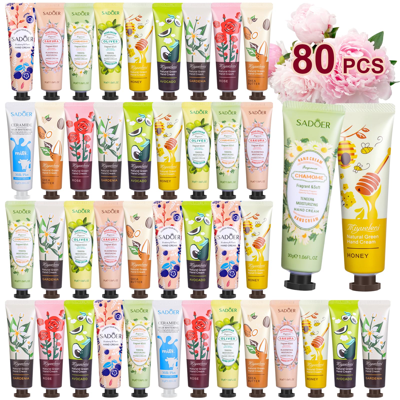 80-Pack Travel Size Hand Cream Gift Set - Moisturizing Lotion for Dry, Cracked Hands - Perfect for Teachers, Nurses, Coworkers (Bulk Mini Hand Lotion) - Great for Birthday Gifts, Office Appreciation & Holiday Party Favors