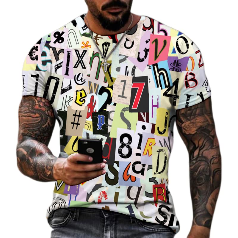 Vintage 3D Digital Print Men's T-Shirt - Summer Crew Neck Casual Short Sleeve Tee for Everyday Wear & Street Style Fashion