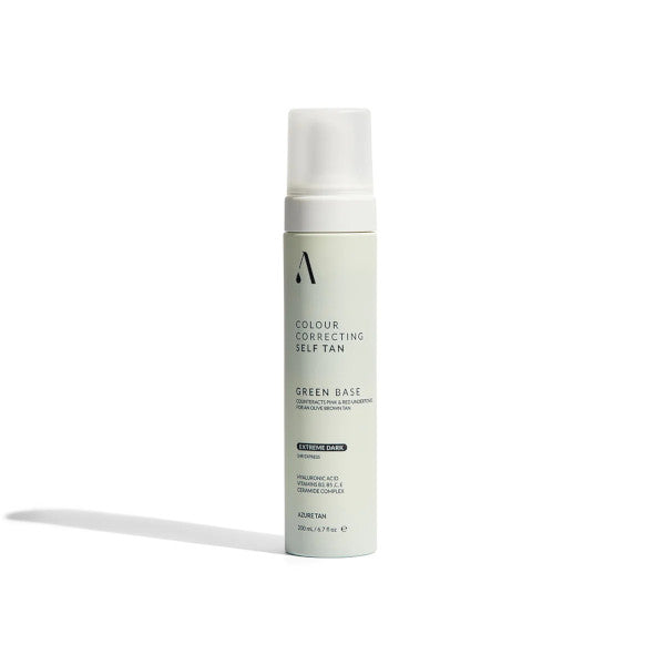 Azure Self Tanning Mousse - Extreme Dark Green Base 200ml | Natural Looking Fake Tan for Face & Body | Perfect for Vacations, Weddings & Special Occasions