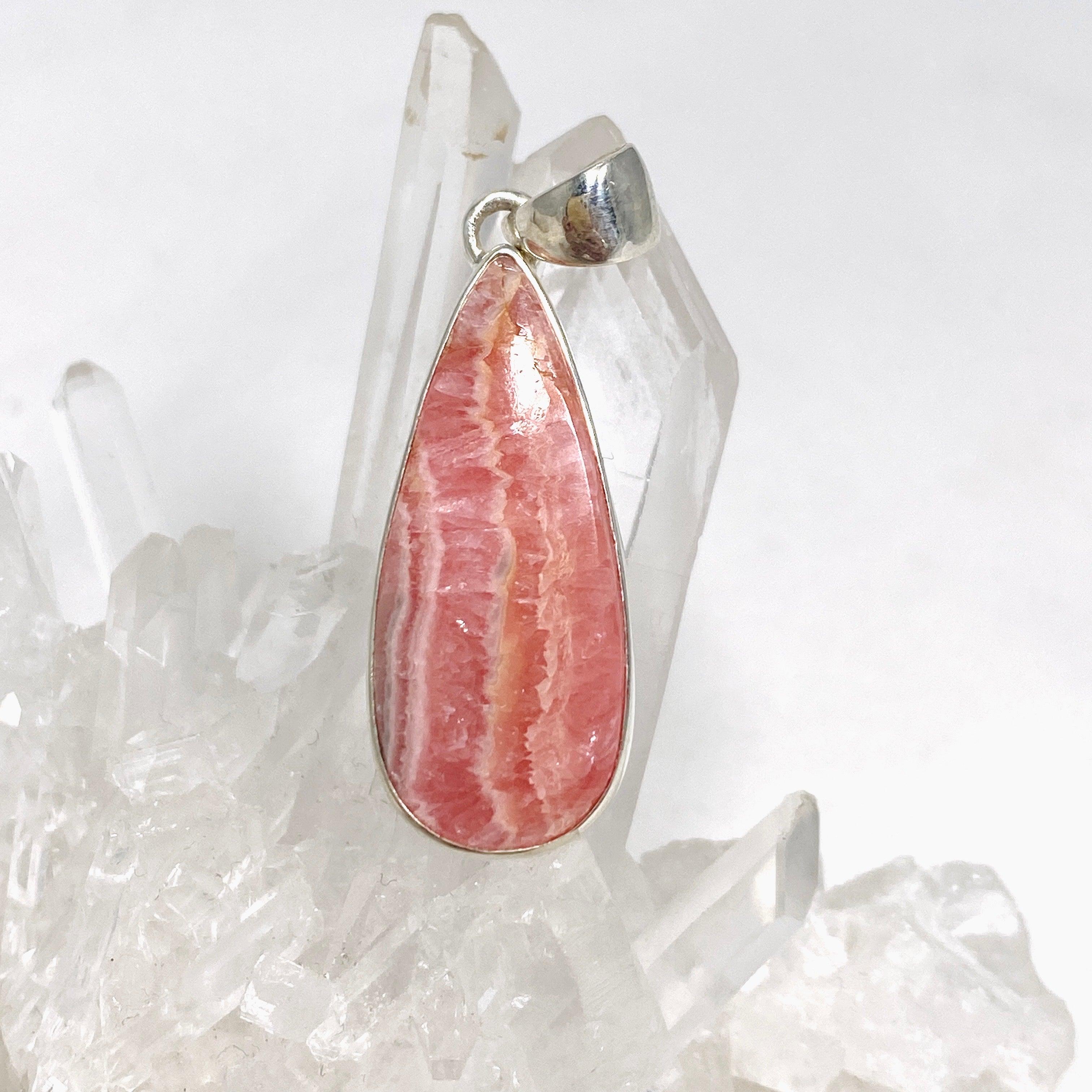 Rhodochrosite Teardrop Pendant Necklace KPGJ4328 - Elegant Gemstone Jewelry for Women, Perfect for Gifts, Weddings & Special Occasions