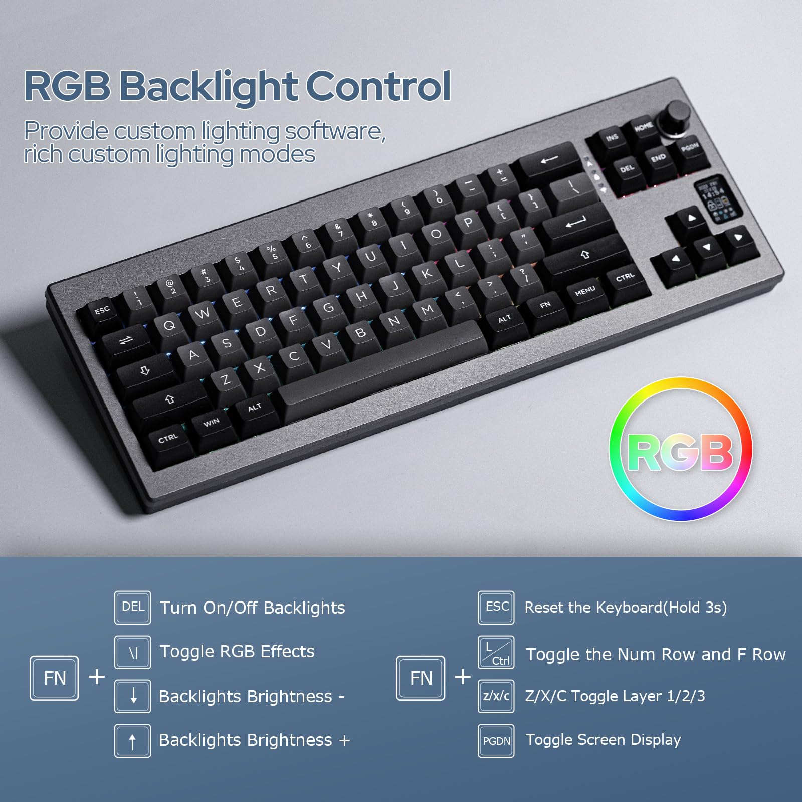 EPOMAKER Shadow-X Wireless Mechanical Keyboard - Hot-Swap, Bluetooth, USB-C for Gaming with Screen
