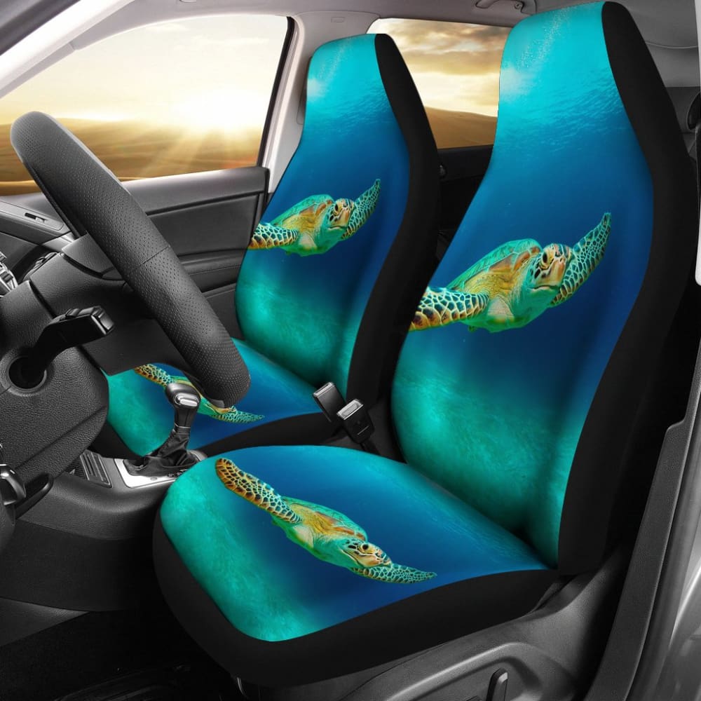 Premium Blue Sea Turtle Car Seat Covers - Waterproof & Universal Fit for Cars, SUVs, Trucks | Perfect for Beach Trips, Summer Adventures & Marine Lovers
