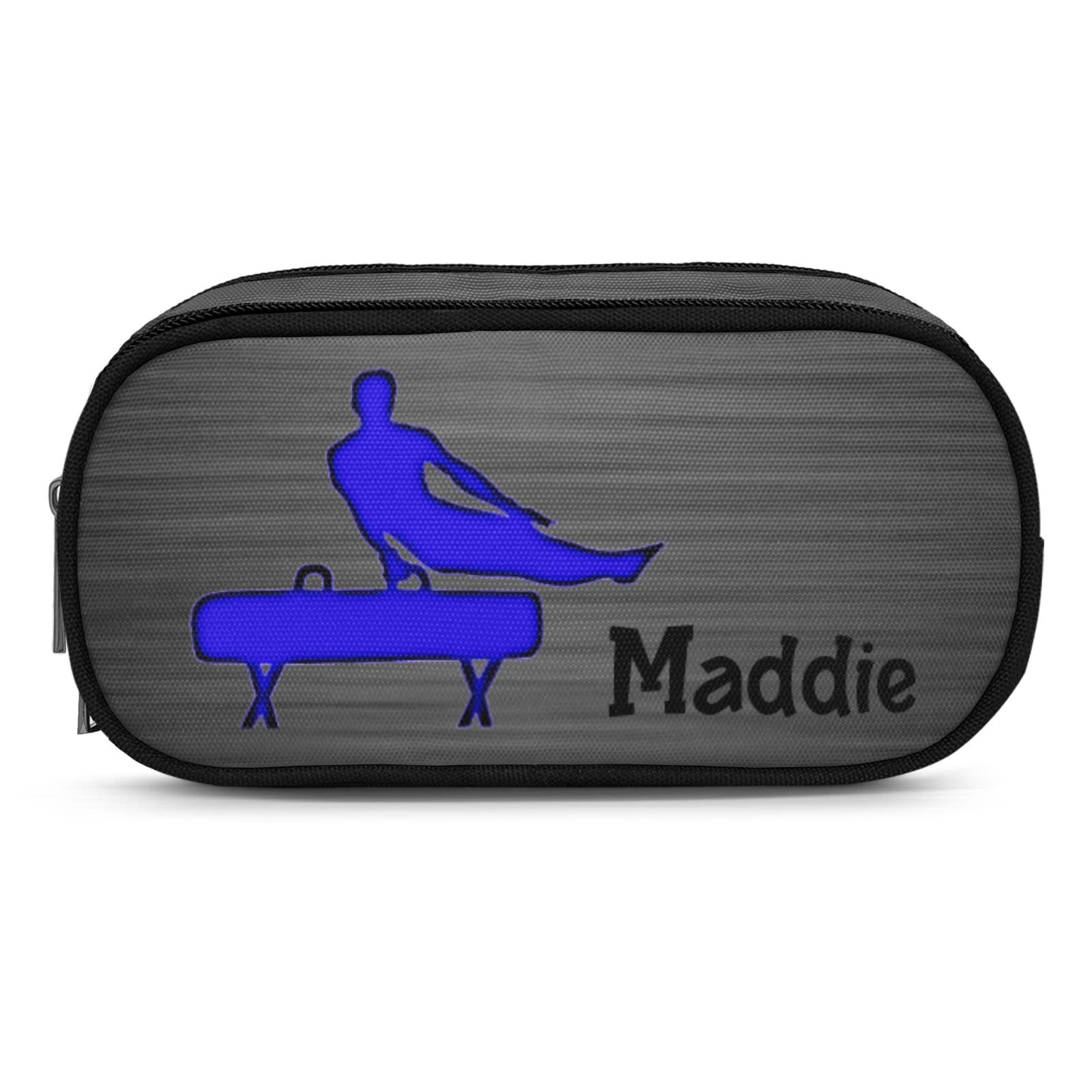 Custom Black Print Gymnast Boy Pencil Case - Personalized Zipper Stationery Bag for Pens & Pencils | School Supplies for Boys & Girls | Perfect for Classroom, Study & Sports Activities