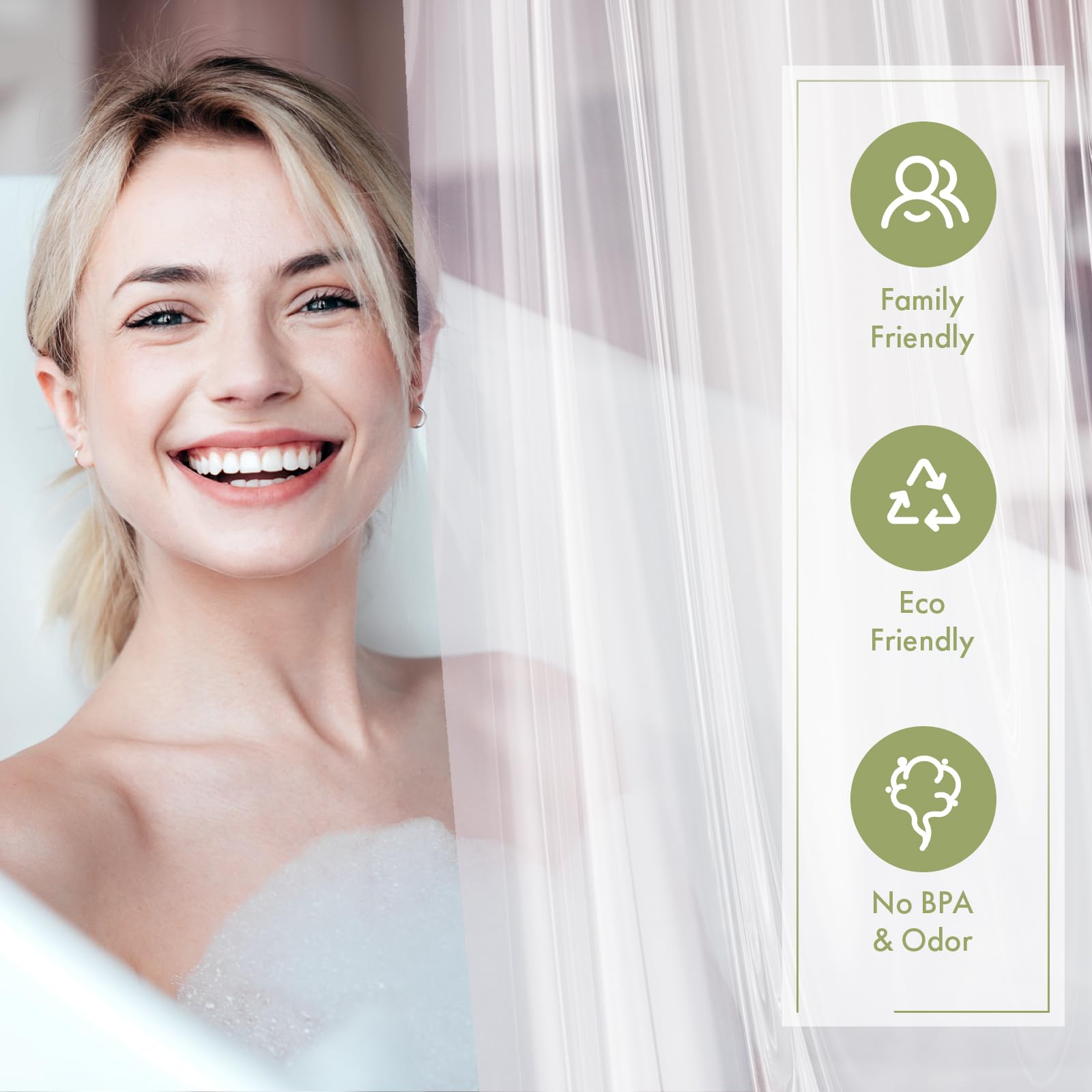 AmazerBath Extra Long Clear PEVA Shower Curtain Liner - 72x96 Inches, Waterproof Bathroom Liner with 3 Magnets for Tall Showers | Perfect for Large Bathtubs, Spacious Bathrooms & Hotel Use