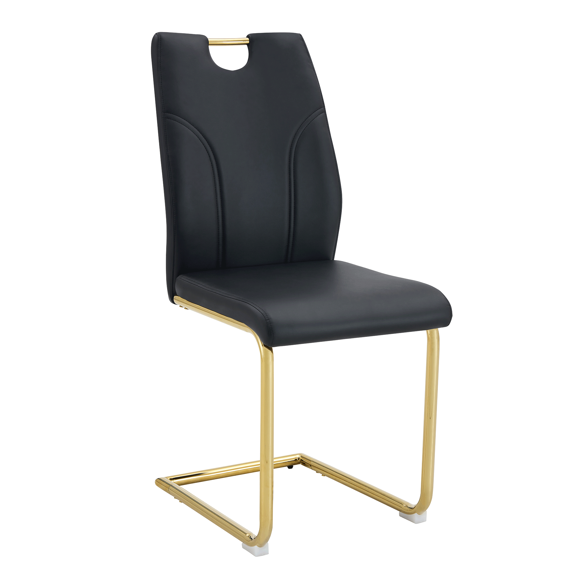Modern Black PU Dining Chairs Set of 6 - Elegant Gold Metal Legs, Waterproof & Durable for Kitchen, Restaurant, Office - Perfect for Dining Room, Conference Room & Home Decor