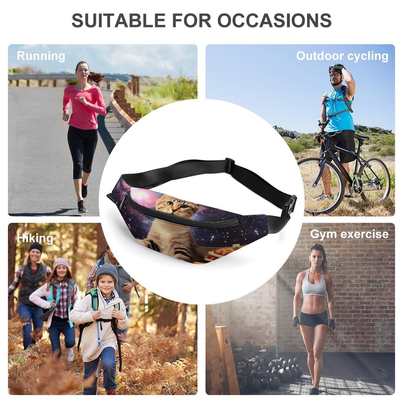 Stylish Adjustable Space Cat Belt Bag - Crossbody Waist Pouch for Women & Men | Perfect for Travel, Concerts & Everyday Use